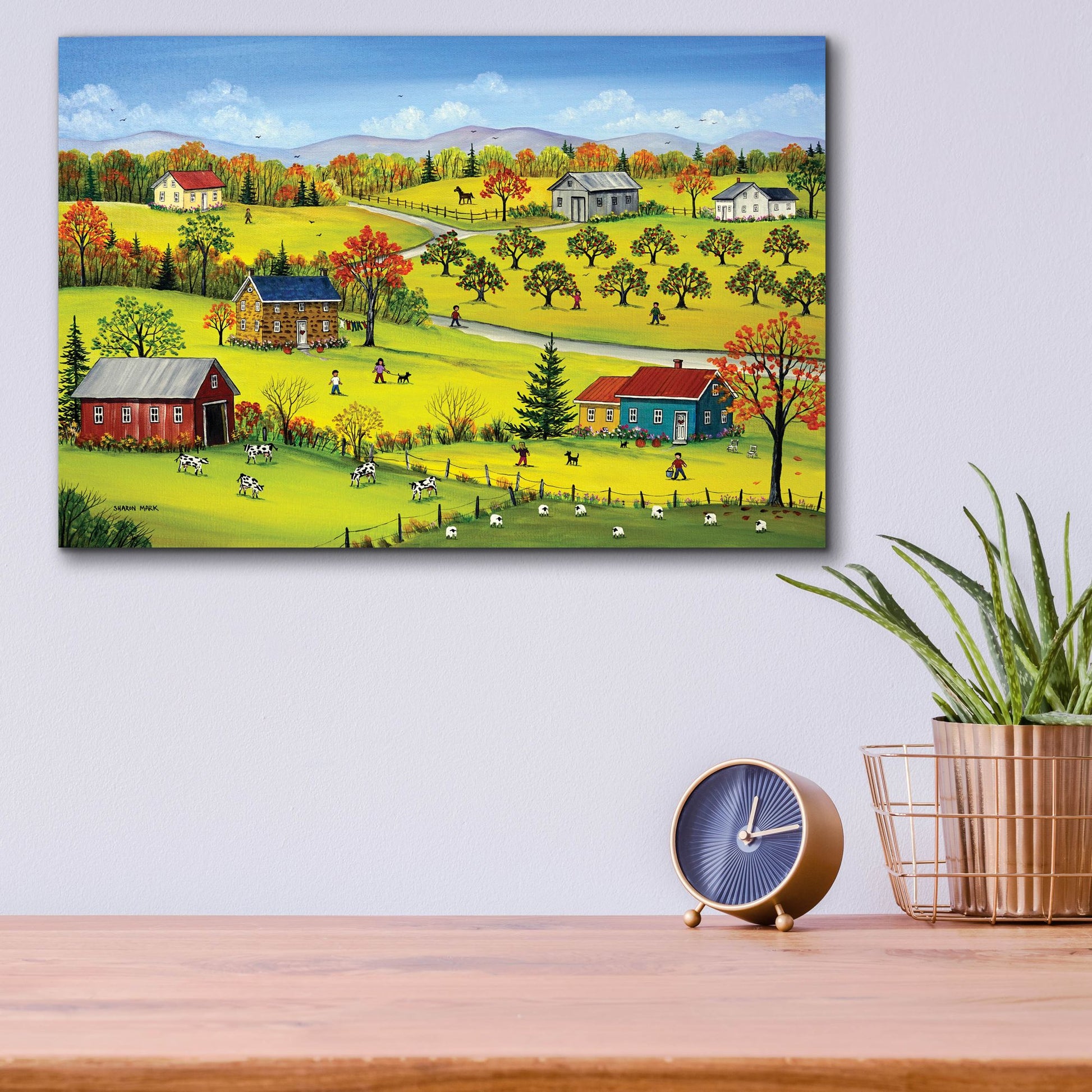 Epic Art 'Farm Kids in the Fall' by Sharon Mark, Acrylic Glass Wall Art,16x12