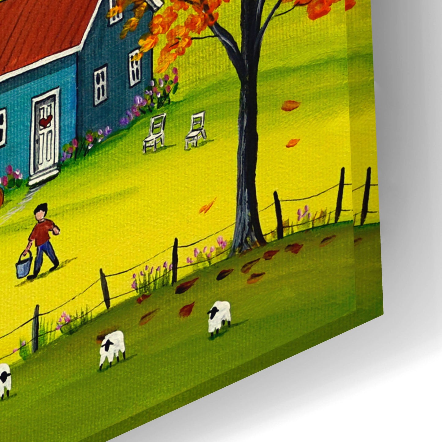 Epic Art 'Farm Kids in the Fall' by Sharon Mark, Acrylic Glass Wall Art,24x16