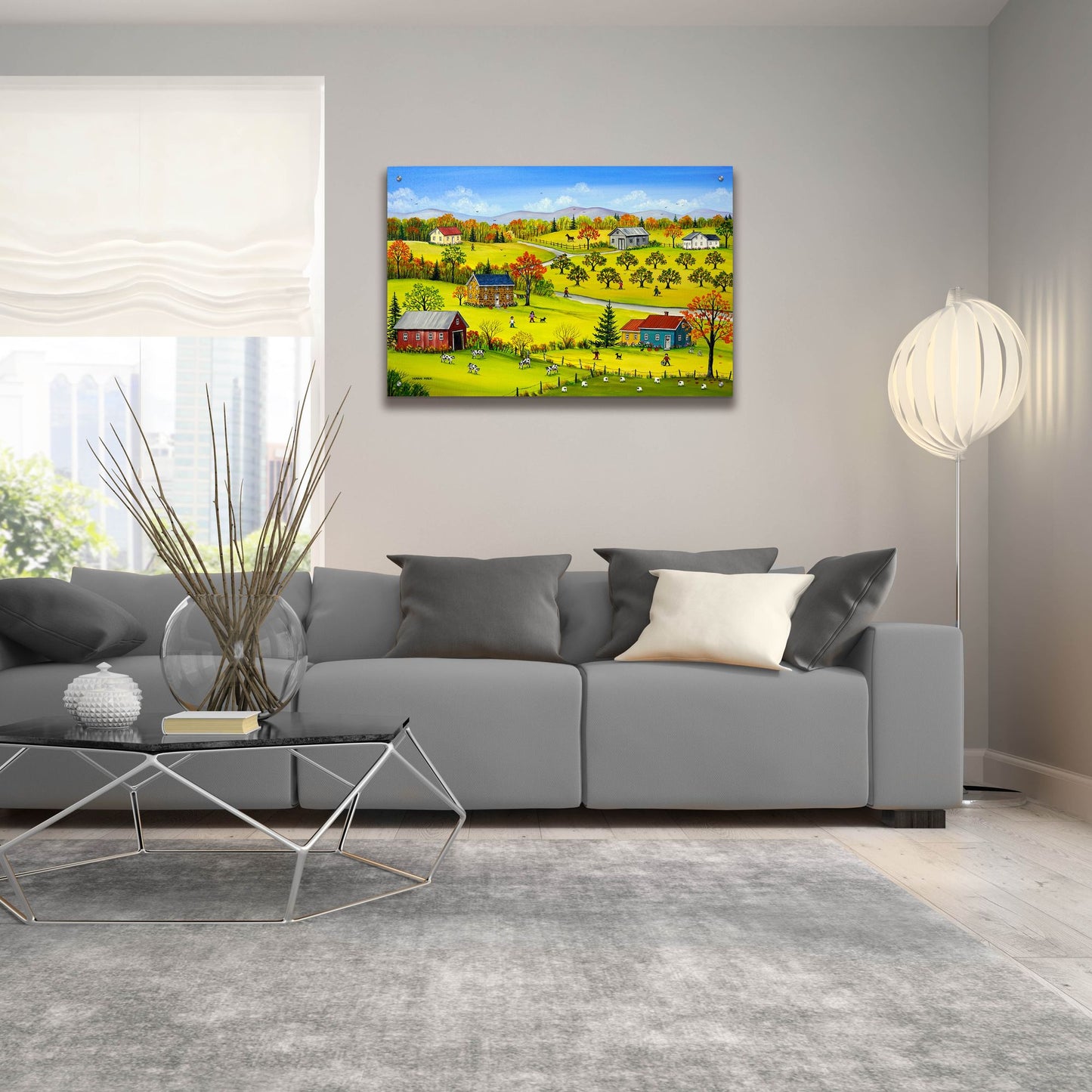 Epic Art 'Farm Kids in the Fall' by Sharon Mark, Acrylic Glass Wall Art,36x24