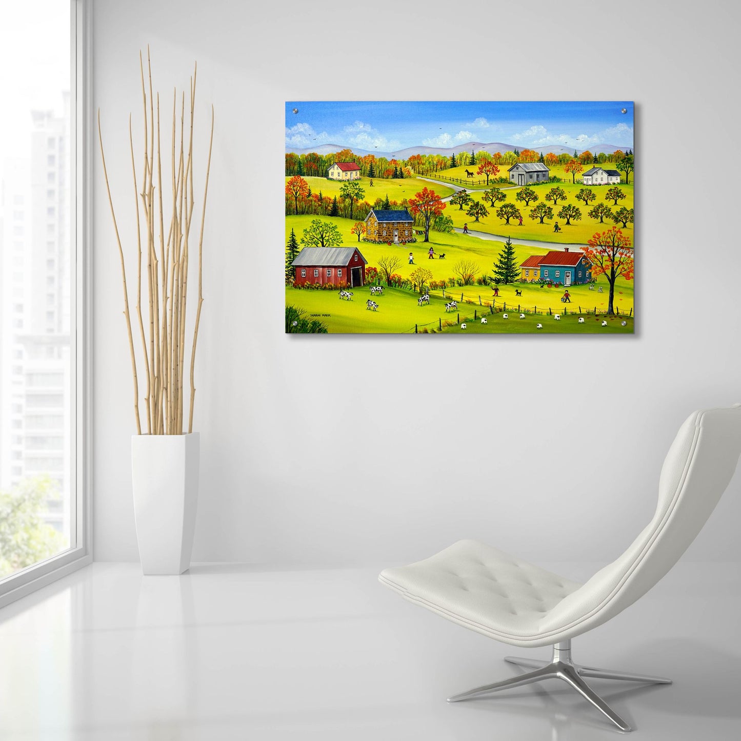 Epic Art 'Farm Kids in the Fall' by Sharon Mark, Acrylic Glass Wall Art,36x24