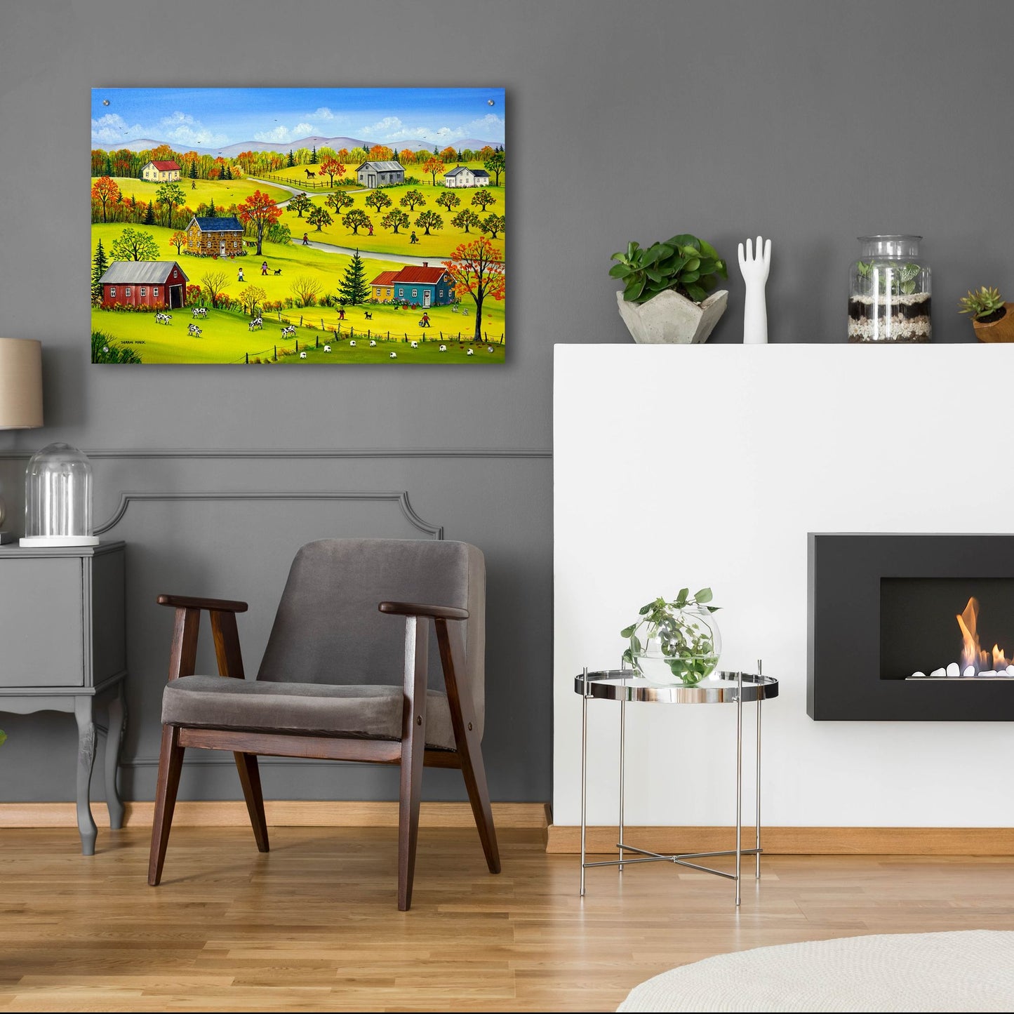 Epic Art 'Farm Kids in the Fall' by Sharon Mark, Acrylic Glass Wall Art,36x24