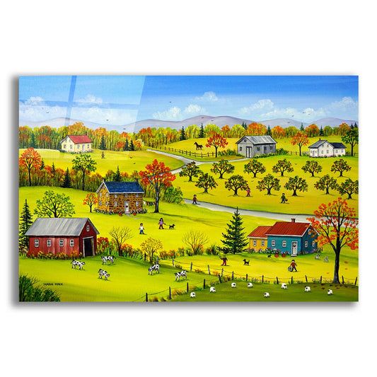 Epic Art 'Farm Kids in the Fall' by Sharon Mark, Acrylic Glass Wall Art