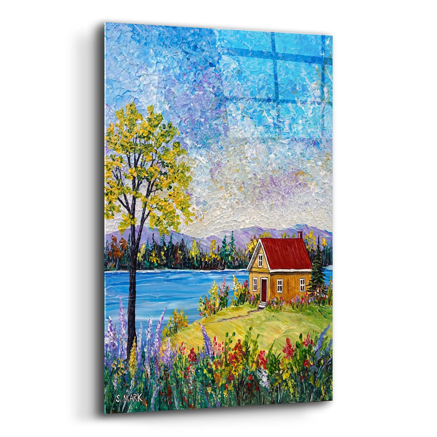 Epic Art 'Lake Flowers' by Sharon Mark, Acrylic Glass Wall Art,12x16