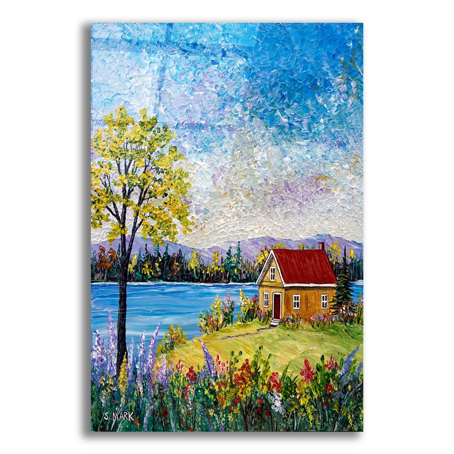 Epic Art 'Lake Flowers' by Sharon Mark, Acrylic Glass Wall Art,12x16