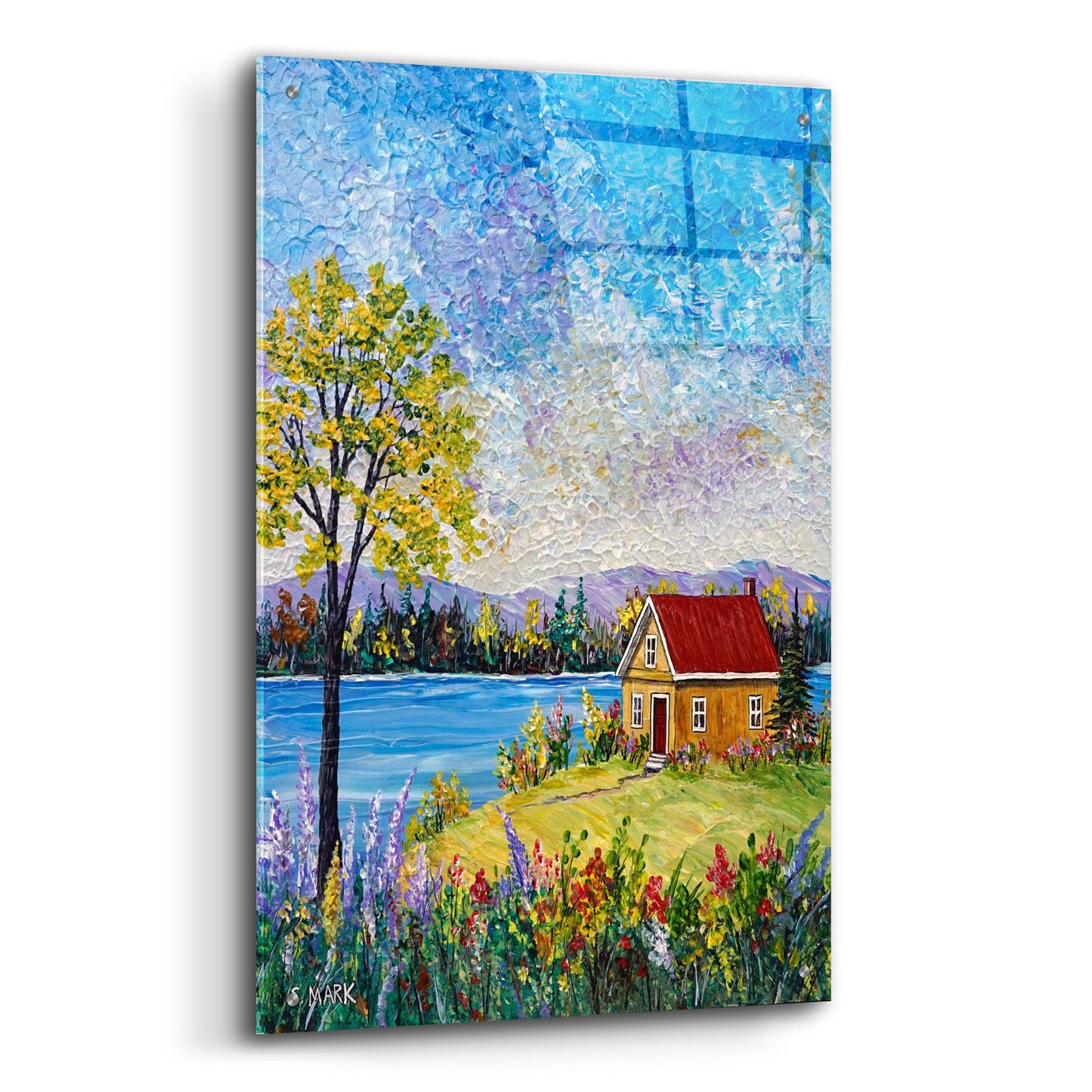 Epic Art 'Lake Flowers' by Sharon Mark, Acrylic Glass Wall Art,24x36