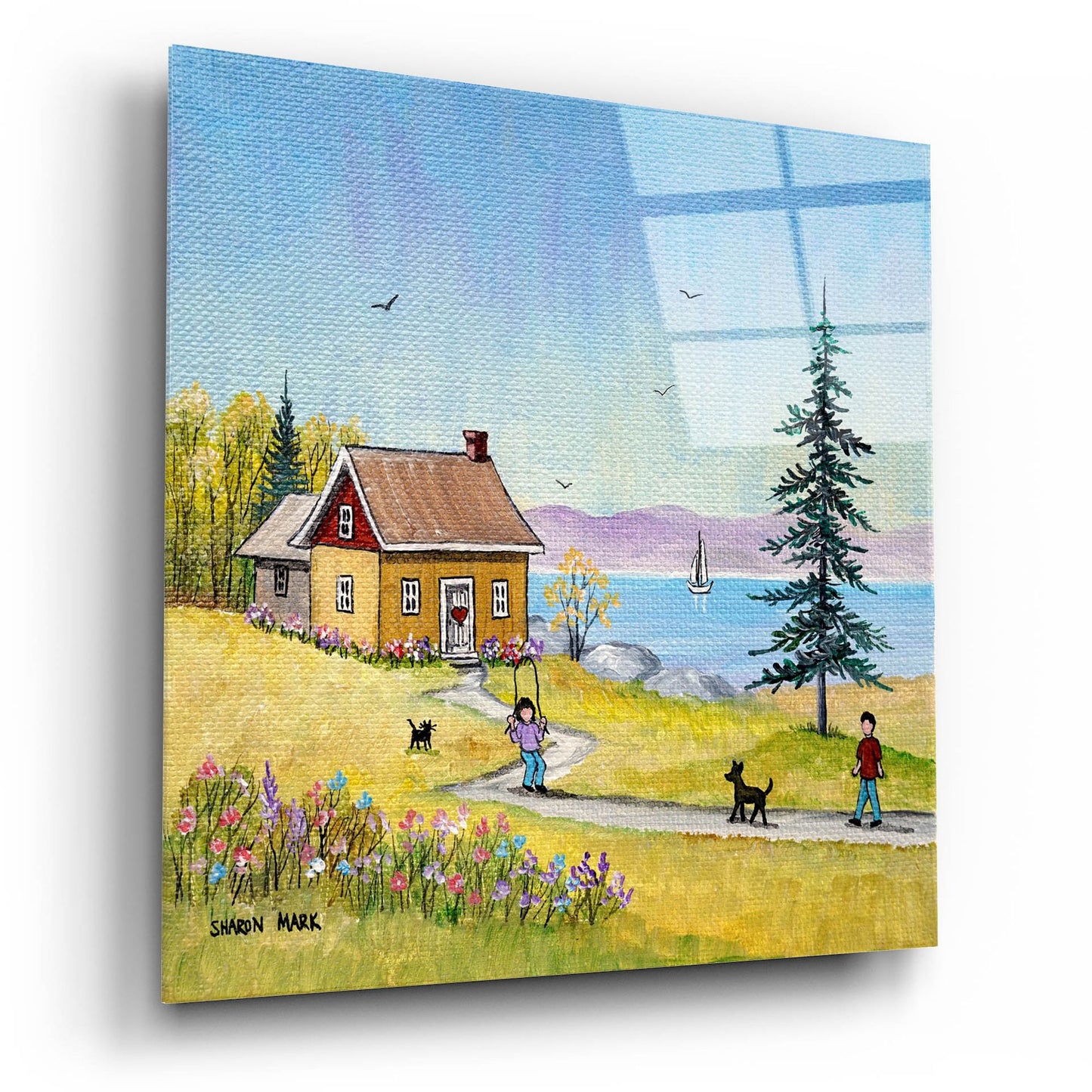 Epic Art 'Little Cottage' by Sharon Mark, Acrylic Glass Wall Art,12x12