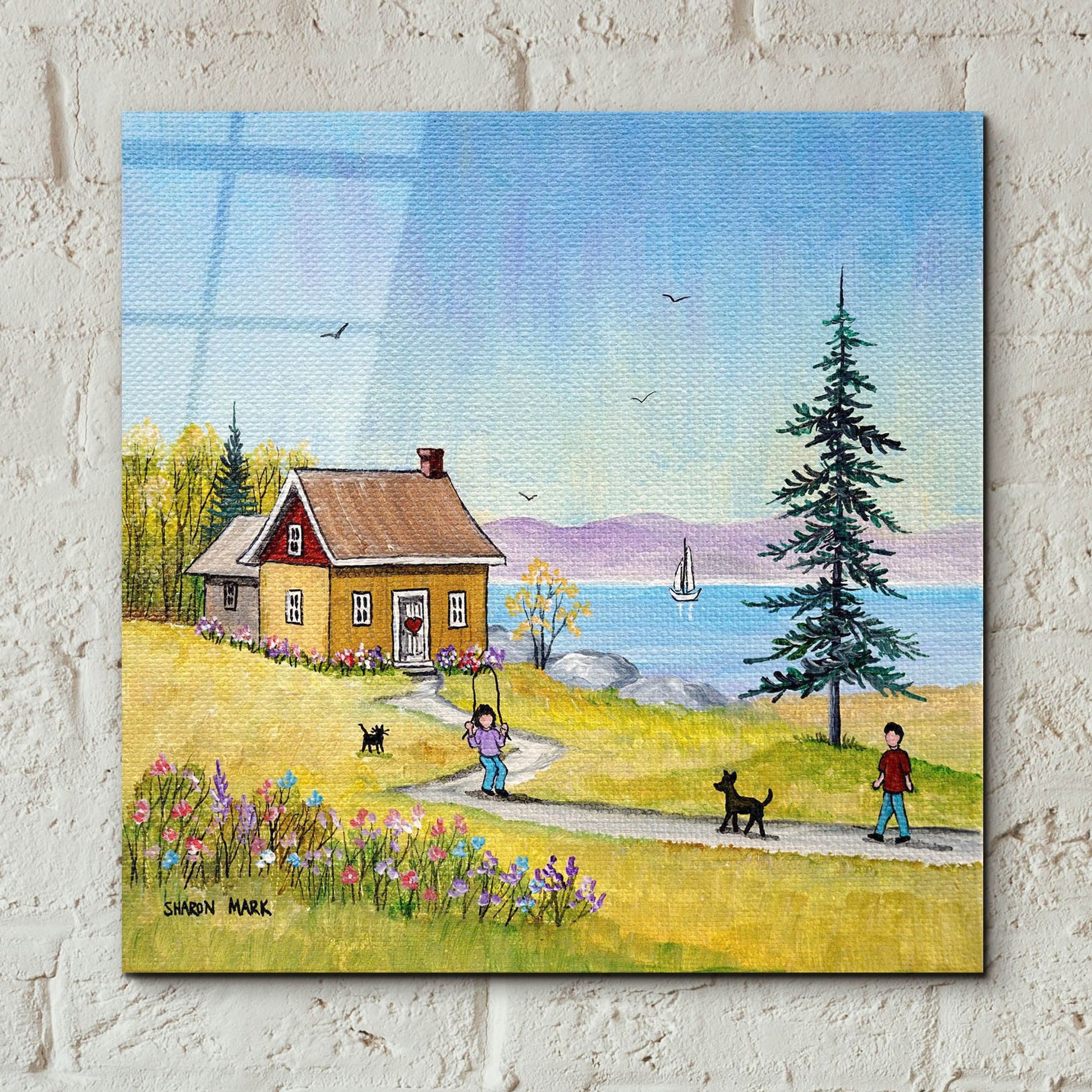 Epic Art 'Little Cottage' by Sharon Mark, Acrylic Glass Wall Art,12x12