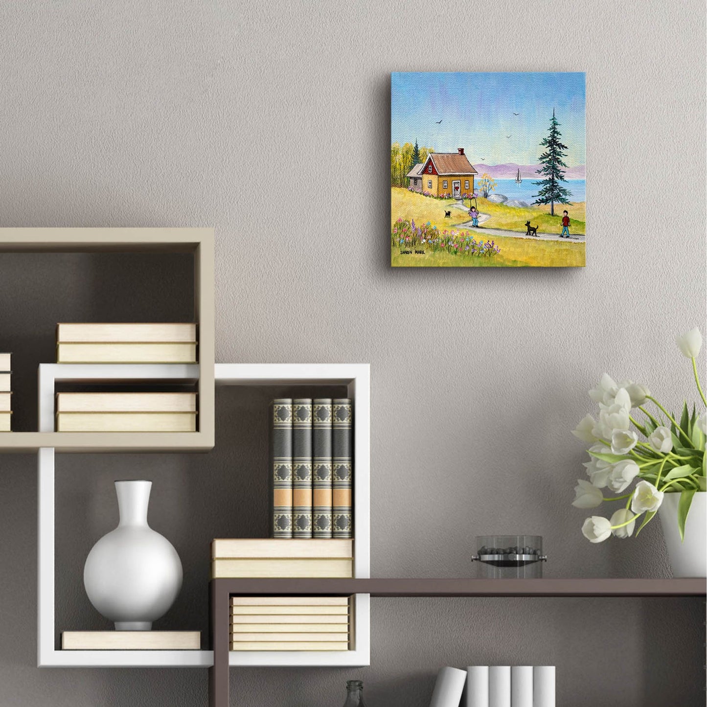 Epic Art 'Little Cottage' by Sharon Mark, Acrylic Glass Wall Art,12x12