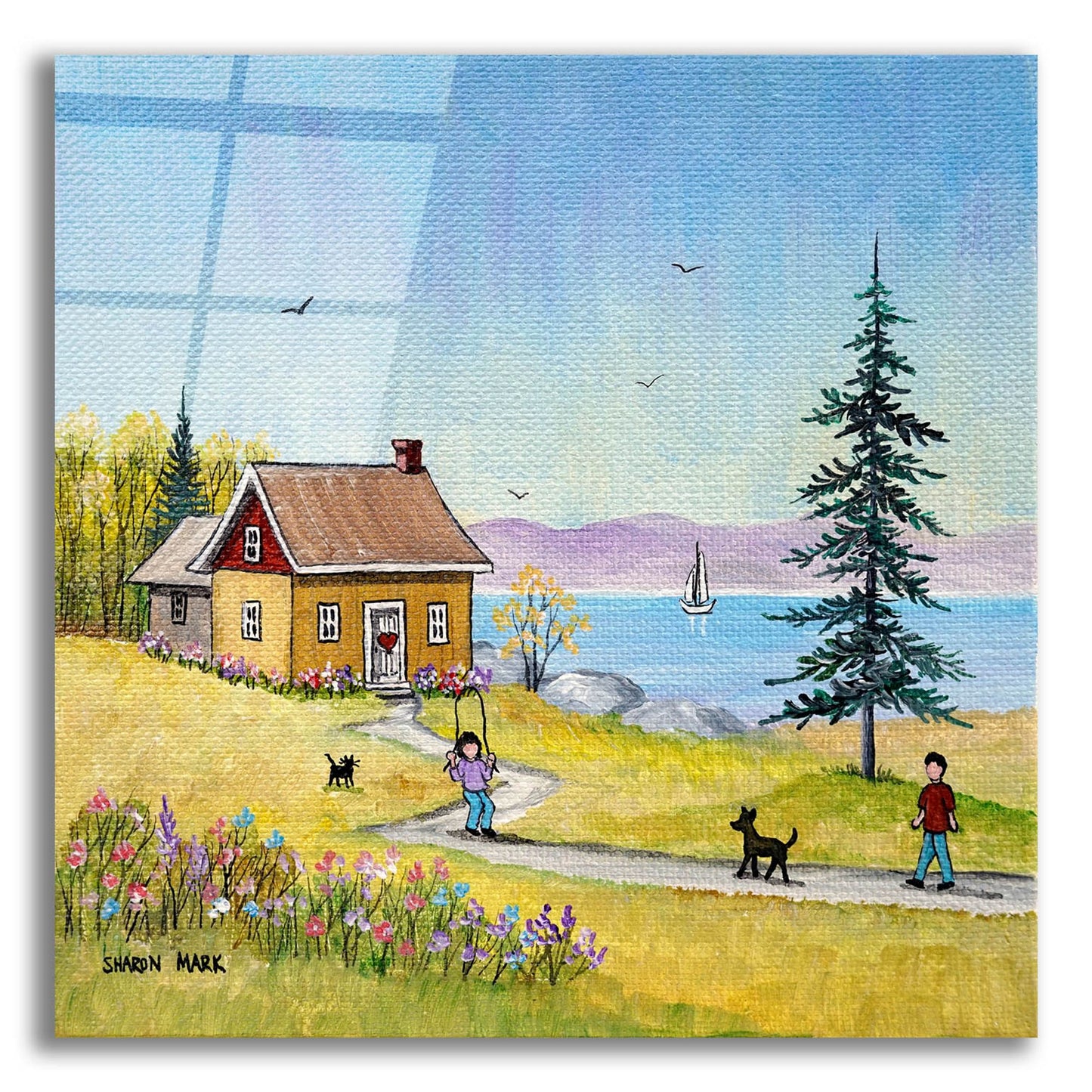 Epic Art 'Little Cottage' by Sharon Mark, Acrylic Glass Wall Art,12x12