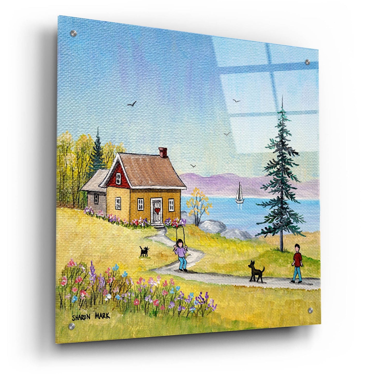 Epic Art 'Little Cottage' by Sharon Mark, Acrylic Glass Wall Art,24x24