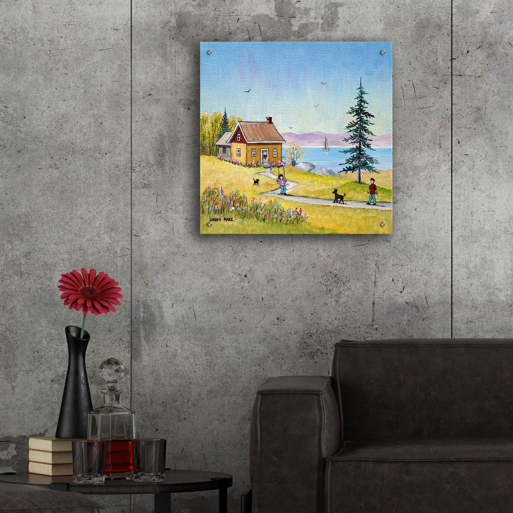 Epic Art 'Little Cottage' by Sharon Mark, Acrylic Glass Wall Art,24x24