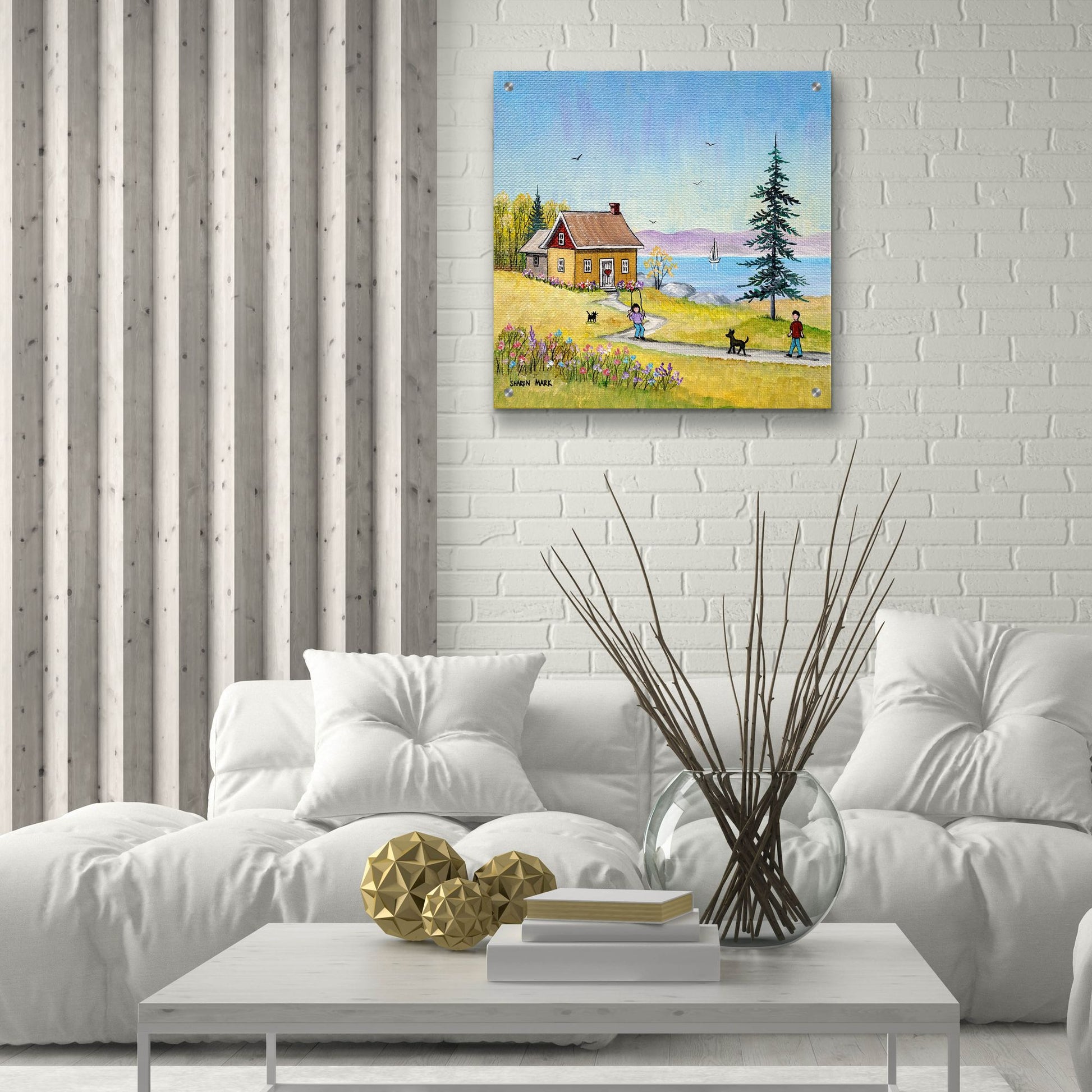 Epic Art 'Little Cottage' by Sharon Mark, Acrylic Glass Wall Art,24x24