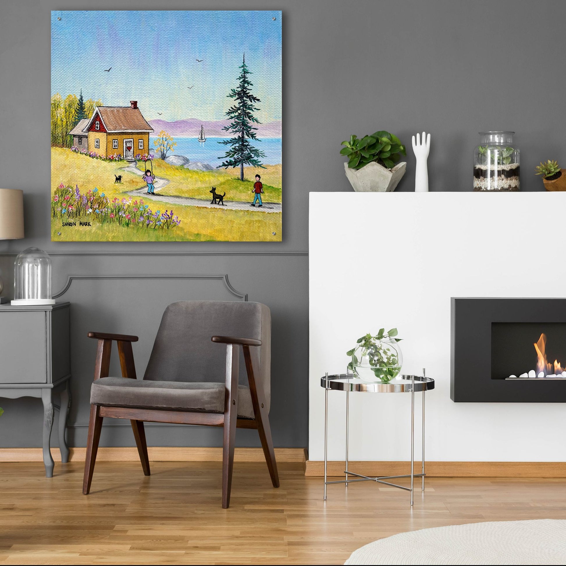 Epic Art 'Little Cottage' by Sharon Mark, Acrylic Glass Wall Art,36x36