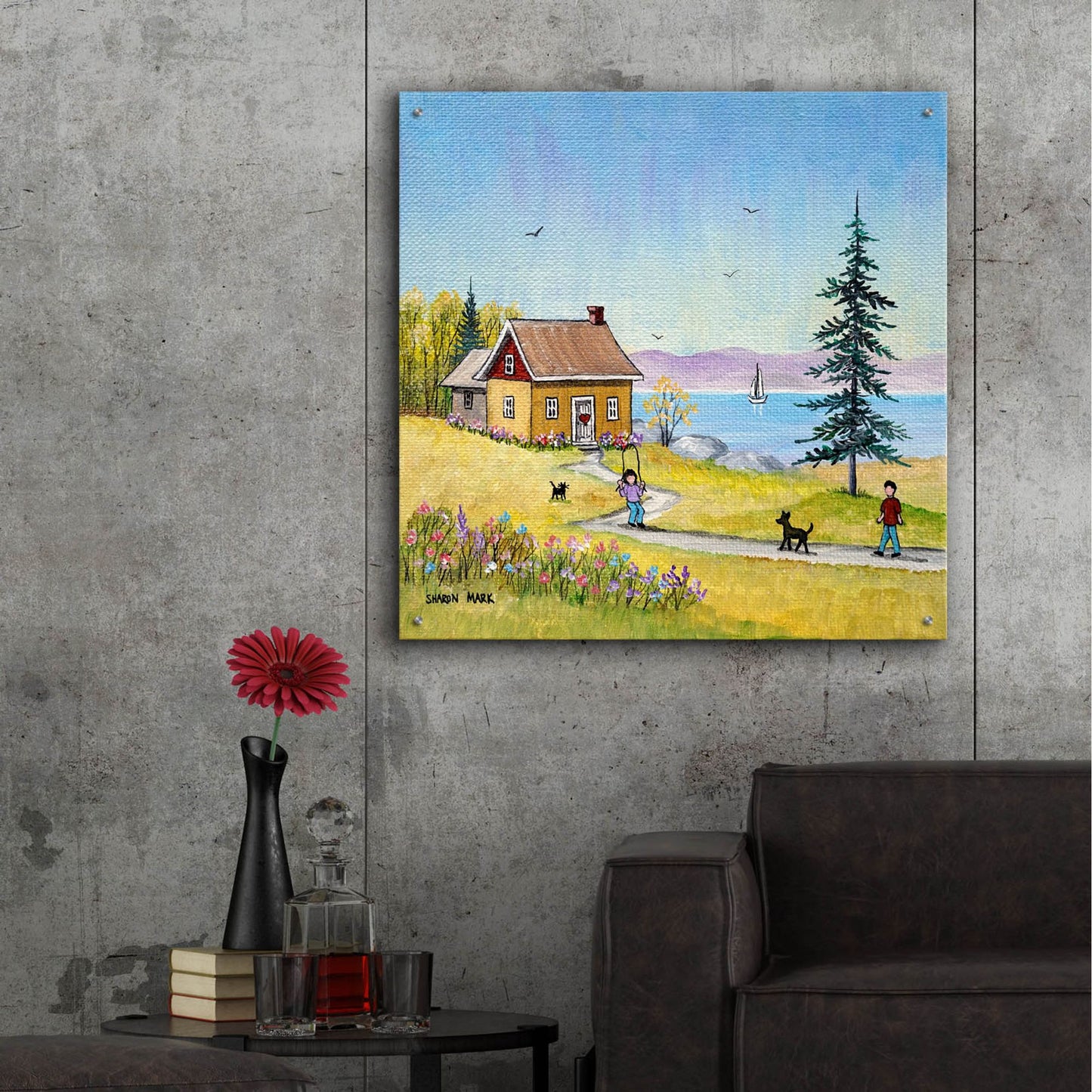 Epic Art 'Little Cottage' by Sharon Mark, Acrylic Glass Wall Art,36x36