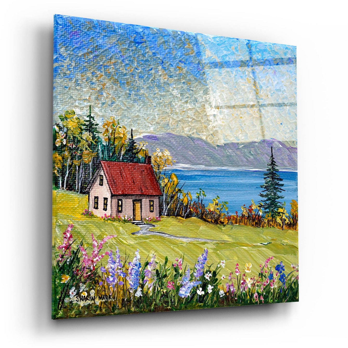 Epic Art 'Little House by the Water' by Sharon Mark, Acrylic Glass Wall Art,12x12