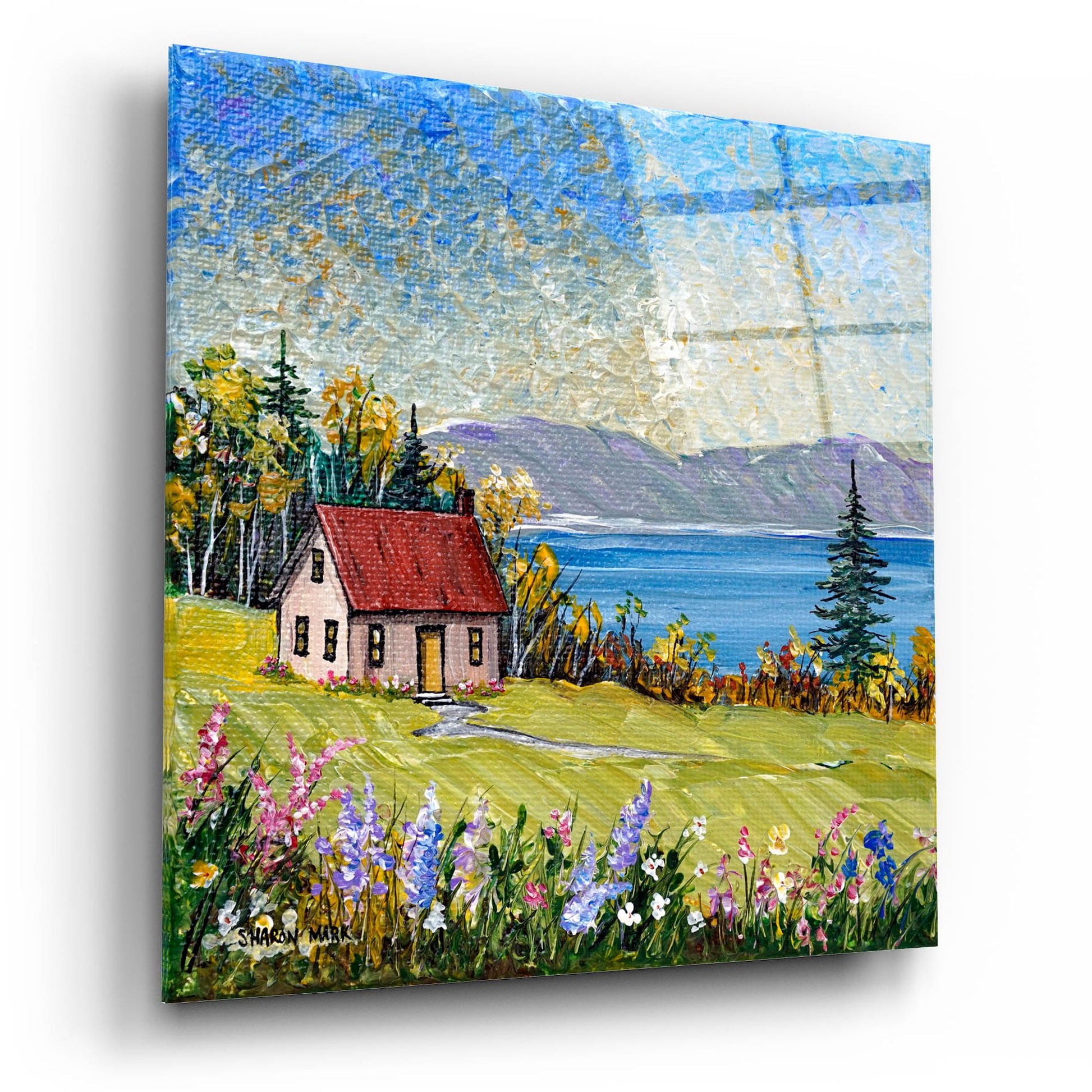 Epic Art 'Little House by the Water' by Sharon Mark, Acrylic Glass Wall Art,12x12