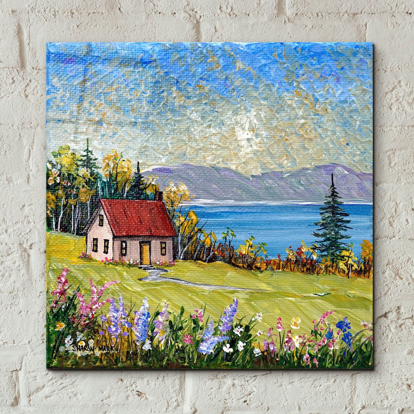 Epic Art 'Little House by the Water' by Sharon Mark, Acrylic Glass Wall Art,12x12