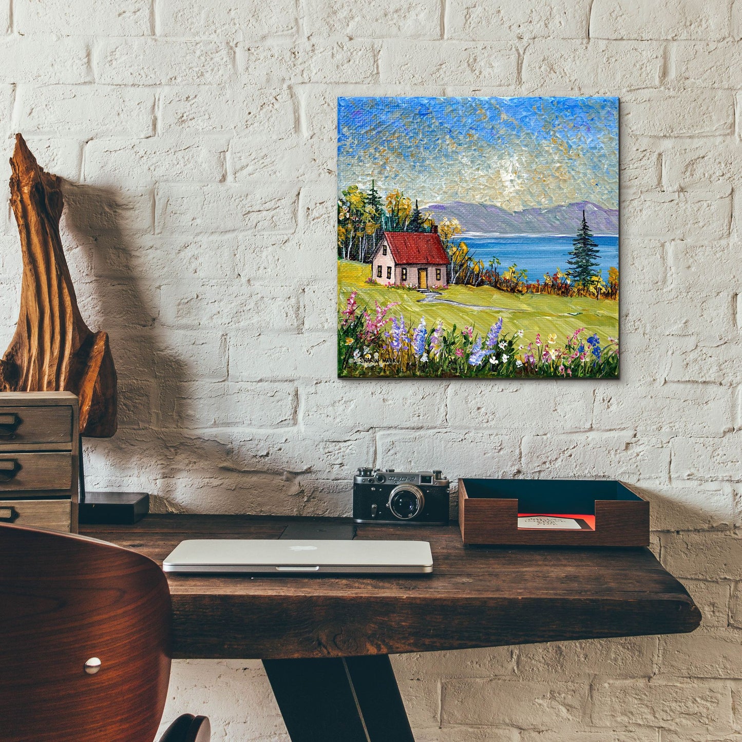 Epic Art 'Little House by the Water' by Sharon Mark, Acrylic Glass Wall Art,12x12