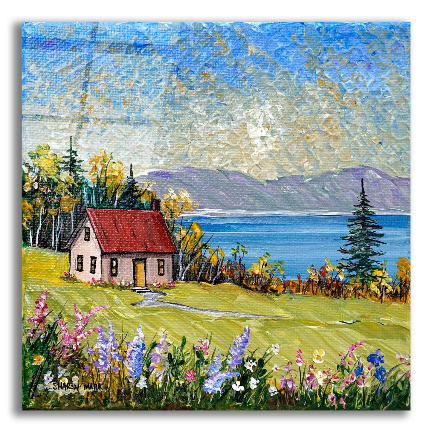 Epic Art 'Little House by the Water' by Sharon Mark, Acrylic Glass Wall Art,12x12