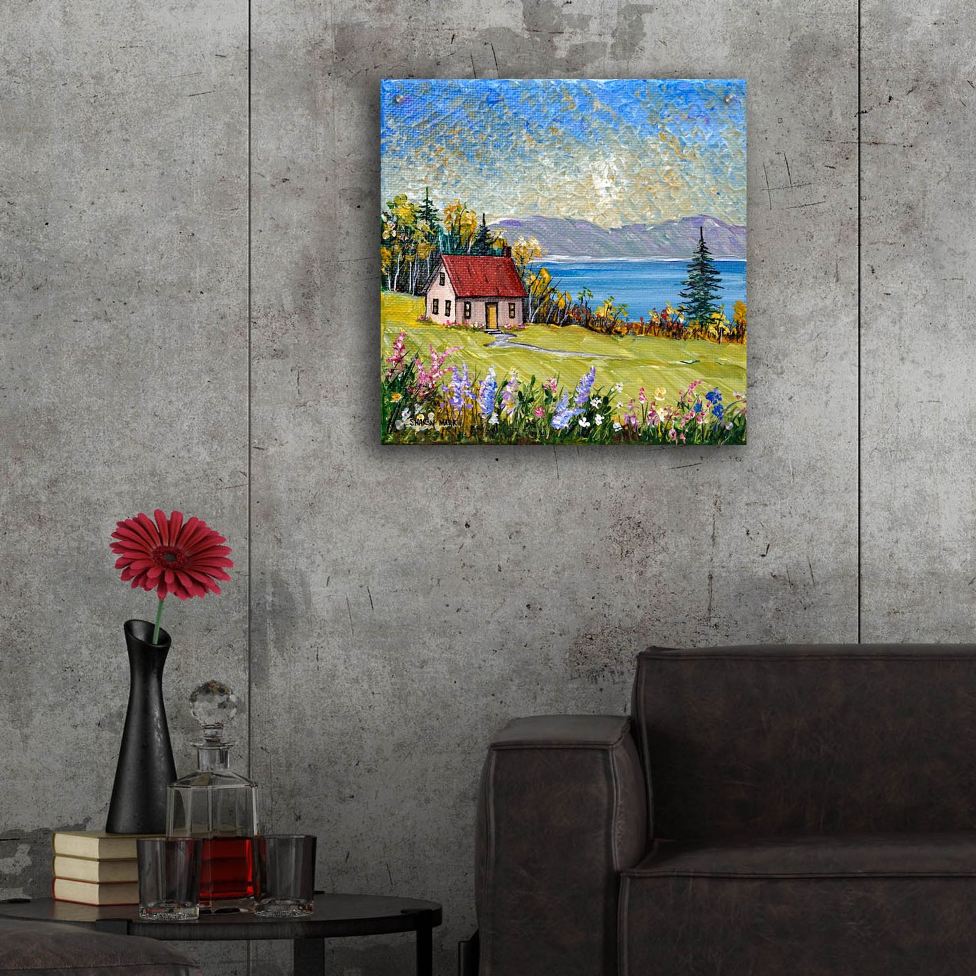 Epic Art 'Little House by the Water' by Sharon Mark, Acrylic Glass Wall Art,24x24