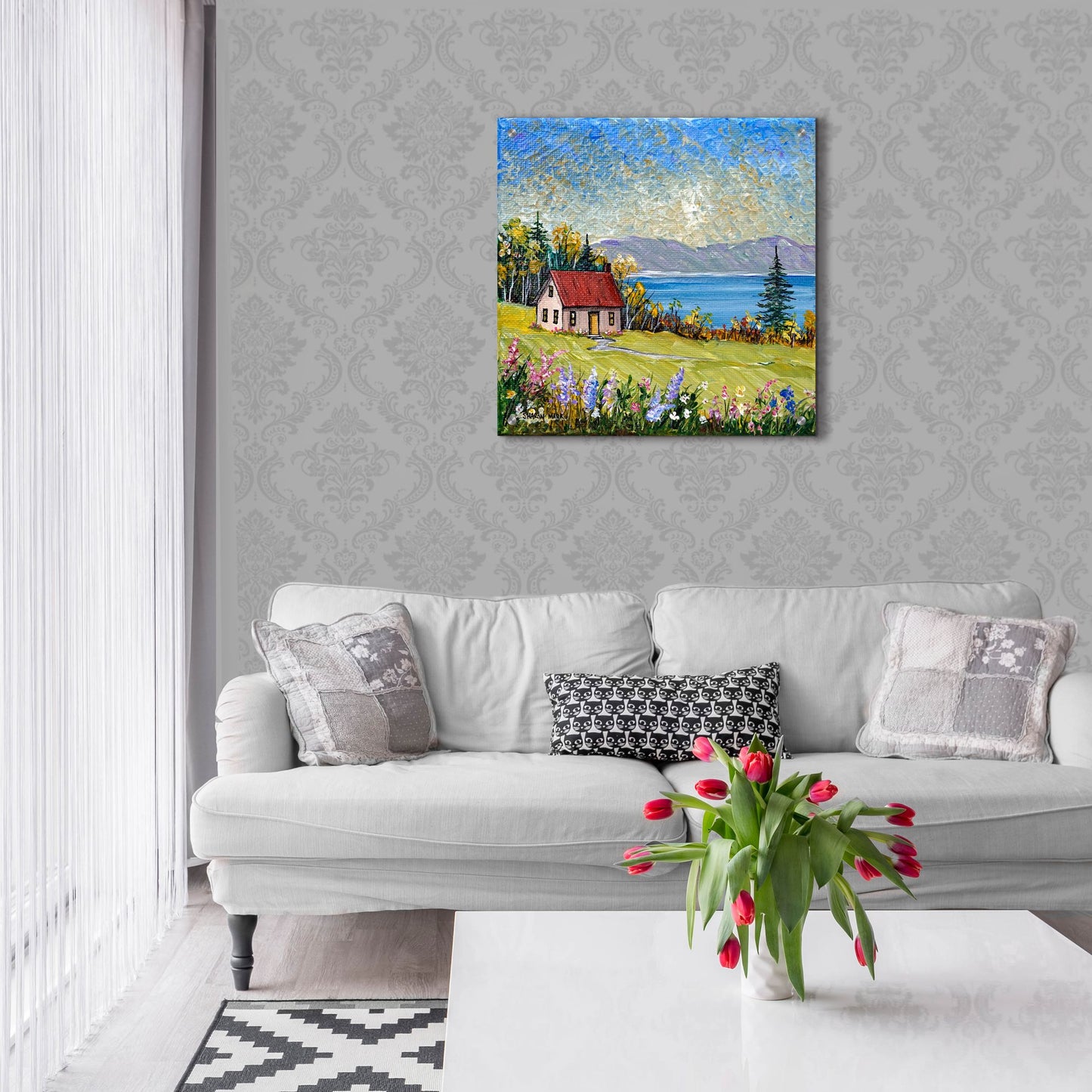 Epic Art 'Little House by the Water' by Sharon Mark, Acrylic Glass Wall Art,24x24