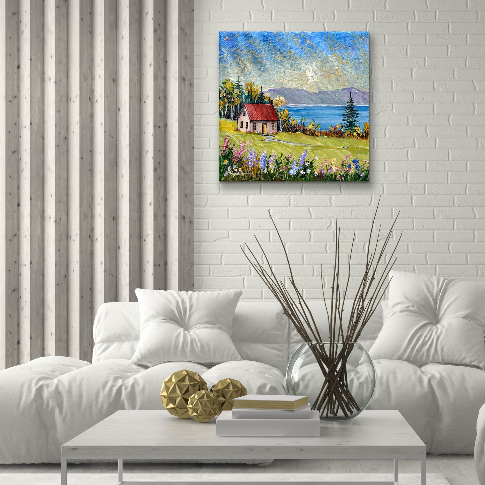 Epic Art 'Little House by the Water' by Sharon Mark, Acrylic Glass Wall Art,24x24