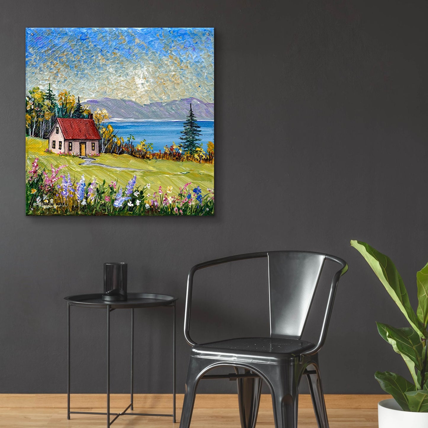 Epic Art 'Little House by the Water' by Sharon Mark, Acrylic Glass Wall Art,36x36