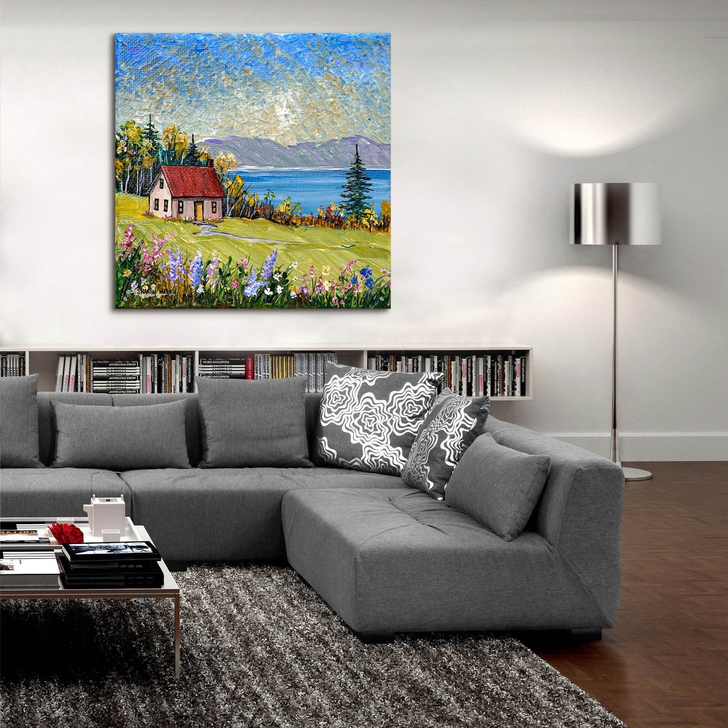 Epic Art 'Little House by the Water' by Sharon Mark, Acrylic Glass Wall Art,36x36