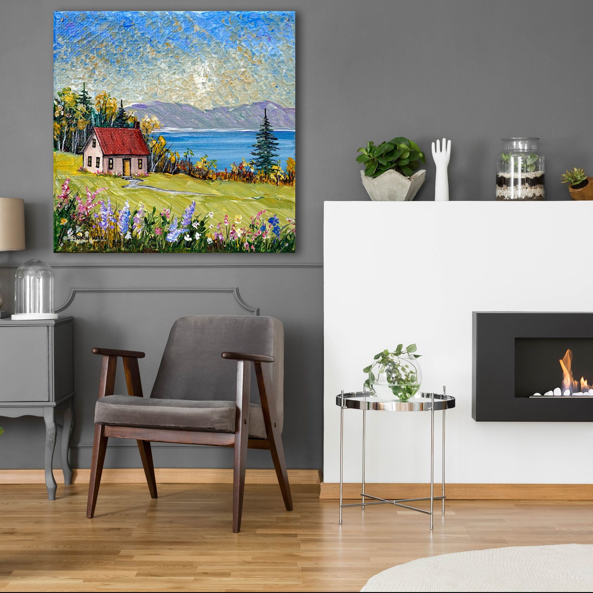 Epic Art 'Little House by the Water' by Sharon Mark, Acrylic Glass Wall Art,36x36