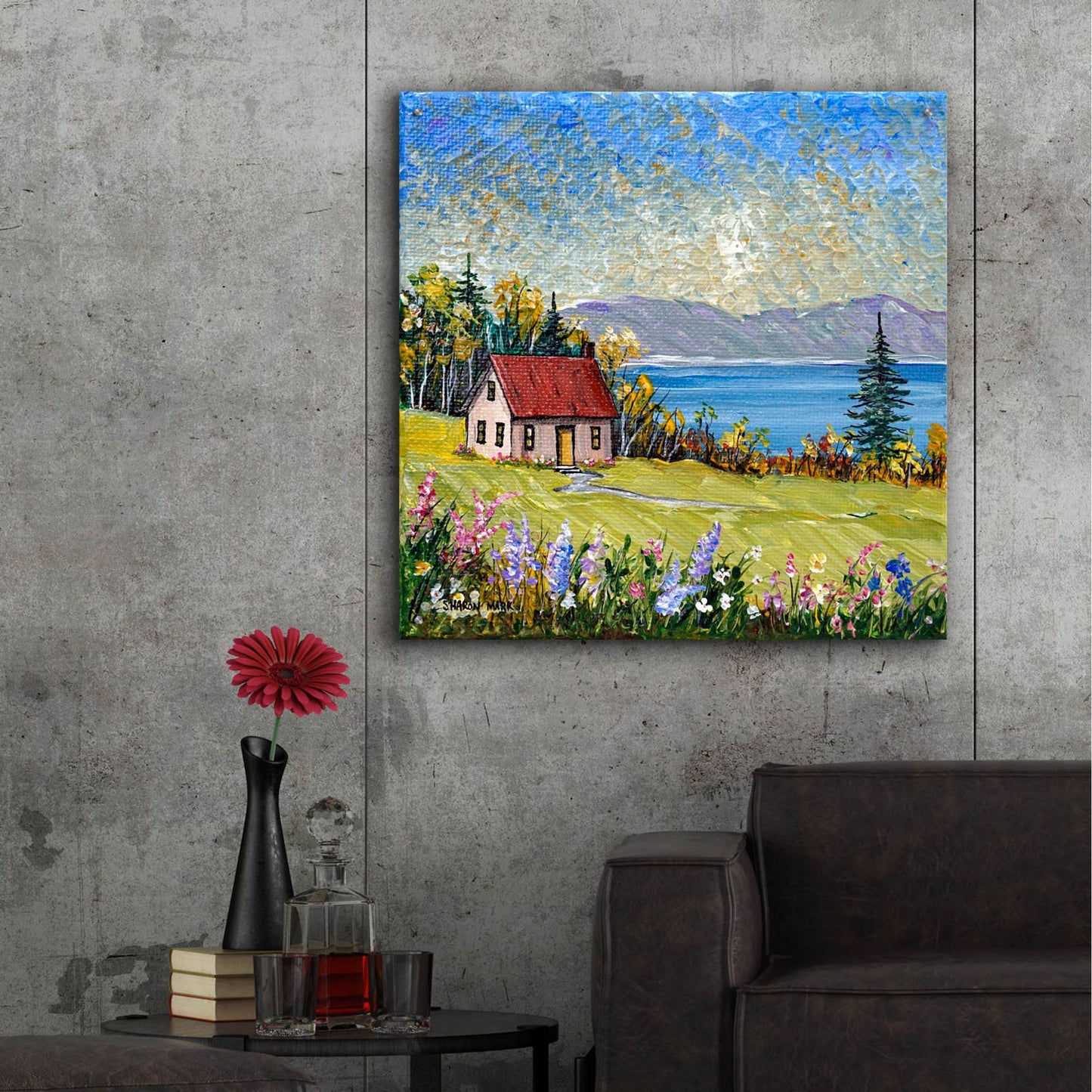 Epic Art 'Little House by the Water' by Sharon Mark, Acrylic Glass Wall Art,36x36