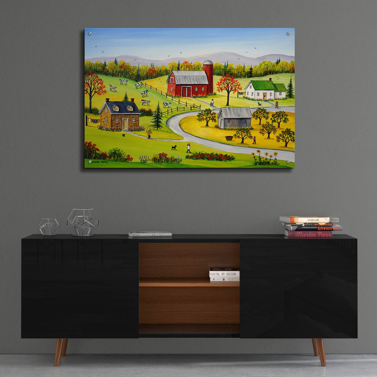 Epic Art 'Pumpkins and Sunflowers' by Sharon Mark, Acrylic Glass Wall Art,36x24