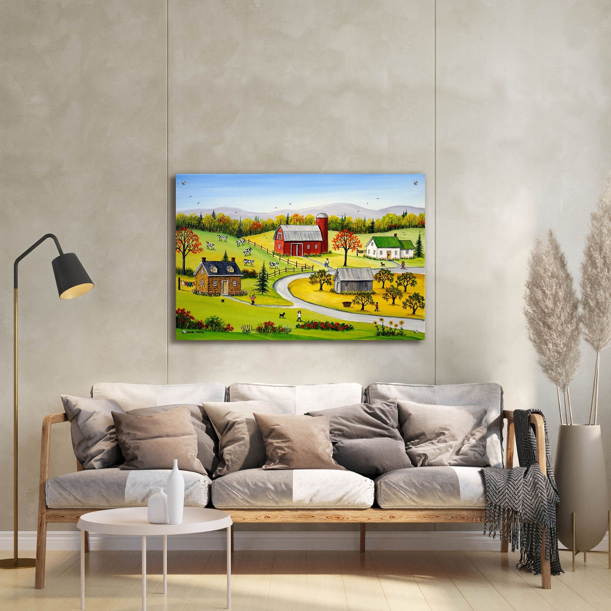 Epic Art 'Pumpkins and Sunflowers' by Sharon Mark, Acrylic Glass Wall Art,36x24