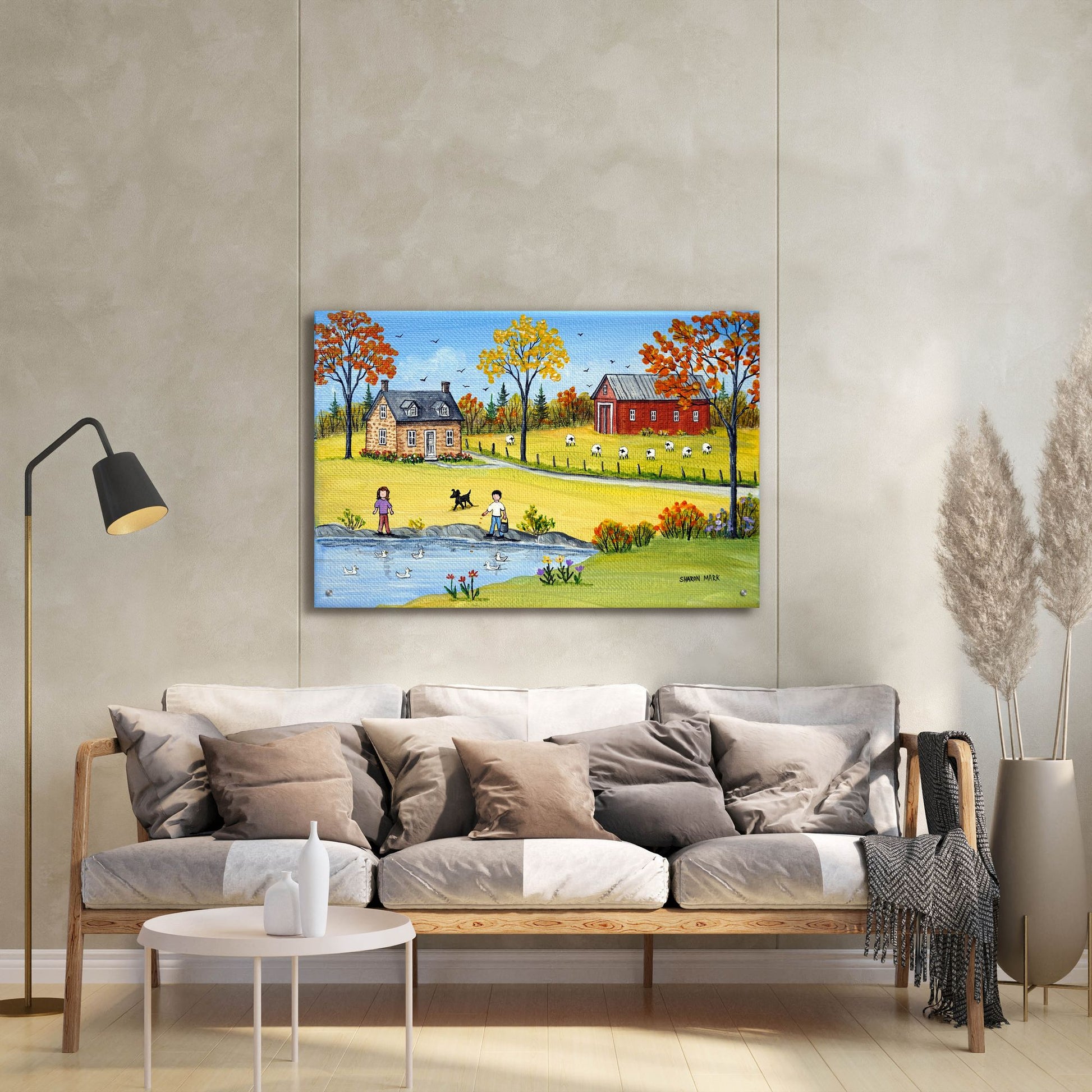 Epic Art 'Sheep and Ducks' by Sharon Mark, Acrylic Glass Wall Art,36x24