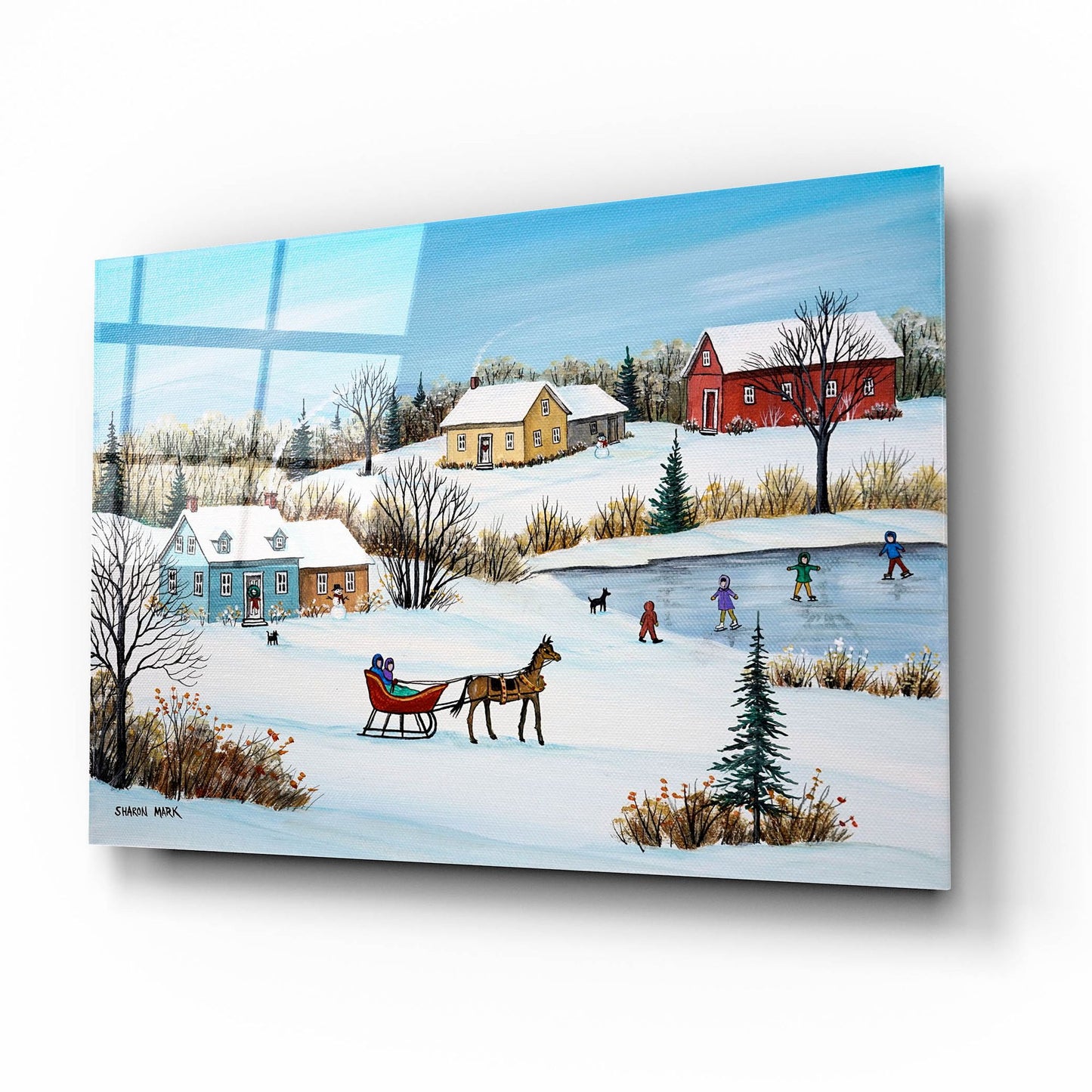 Epic Art 'Time for a Sleigh Ride' by Sharon Mark, Acrylic Glass Wall Art,16x12