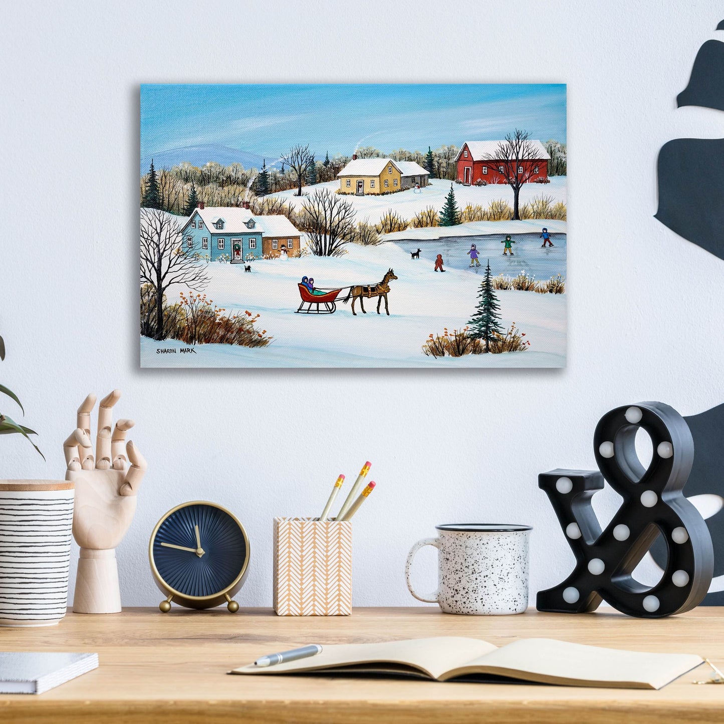 Epic Art 'Time for a Sleigh Ride' by Sharon Mark, Acrylic Glass Wall Art,16x12