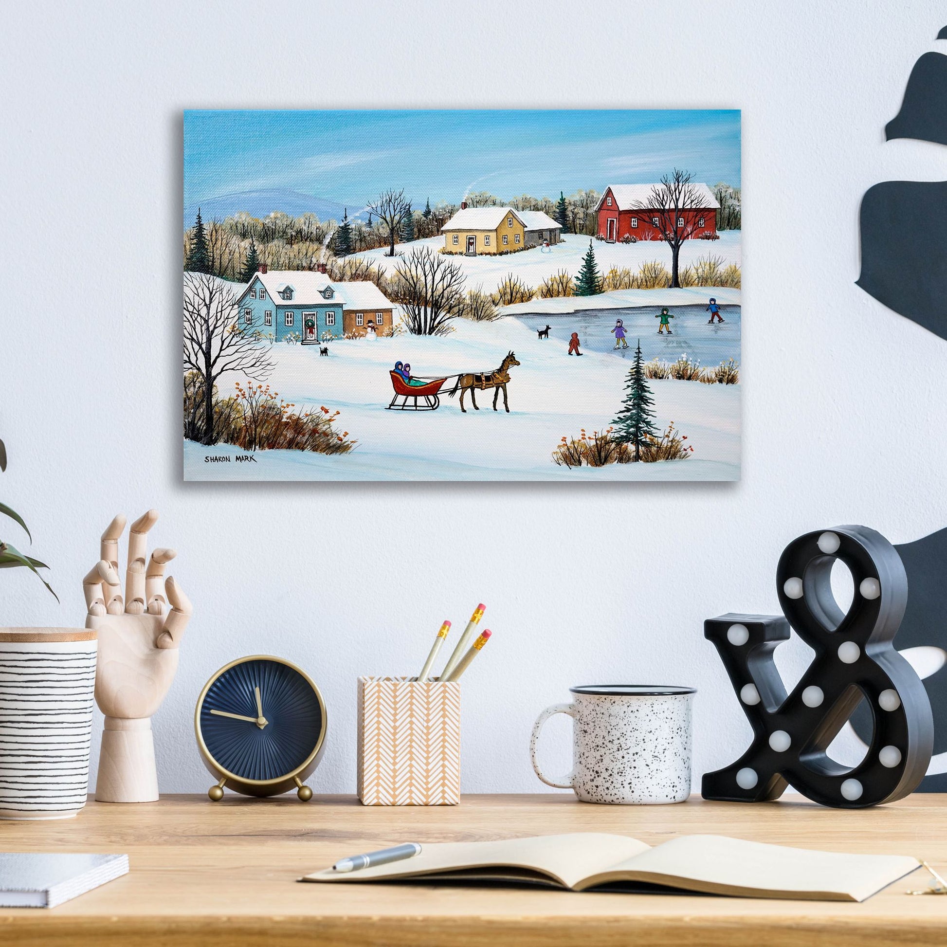 Epic Art 'Time for a Sleigh Ride' by Sharon Mark, Acrylic Glass Wall Art,16x12