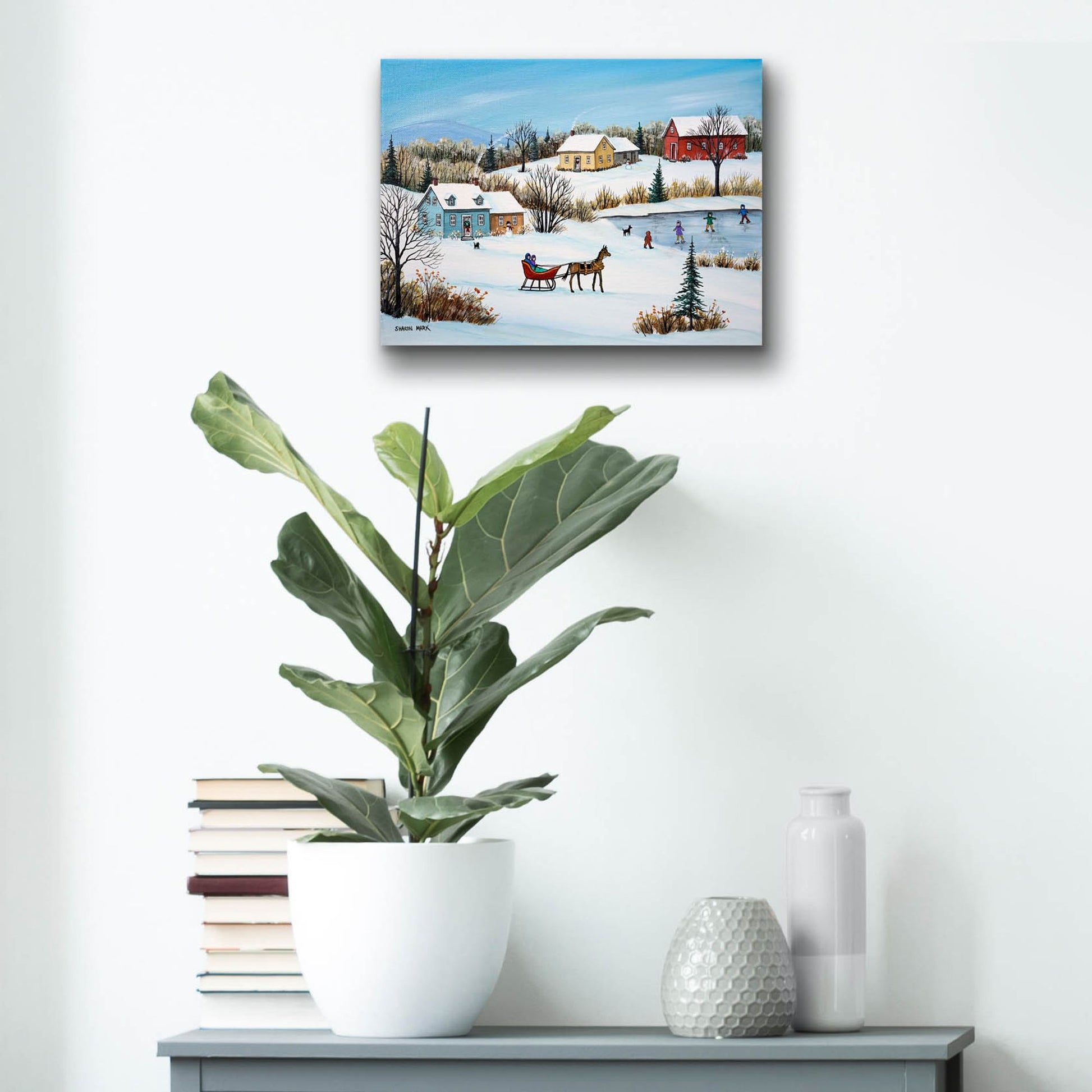 Epic Art 'Time for a Sleigh Ride' by Sharon Mark, Acrylic Glass Wall Art,16x12