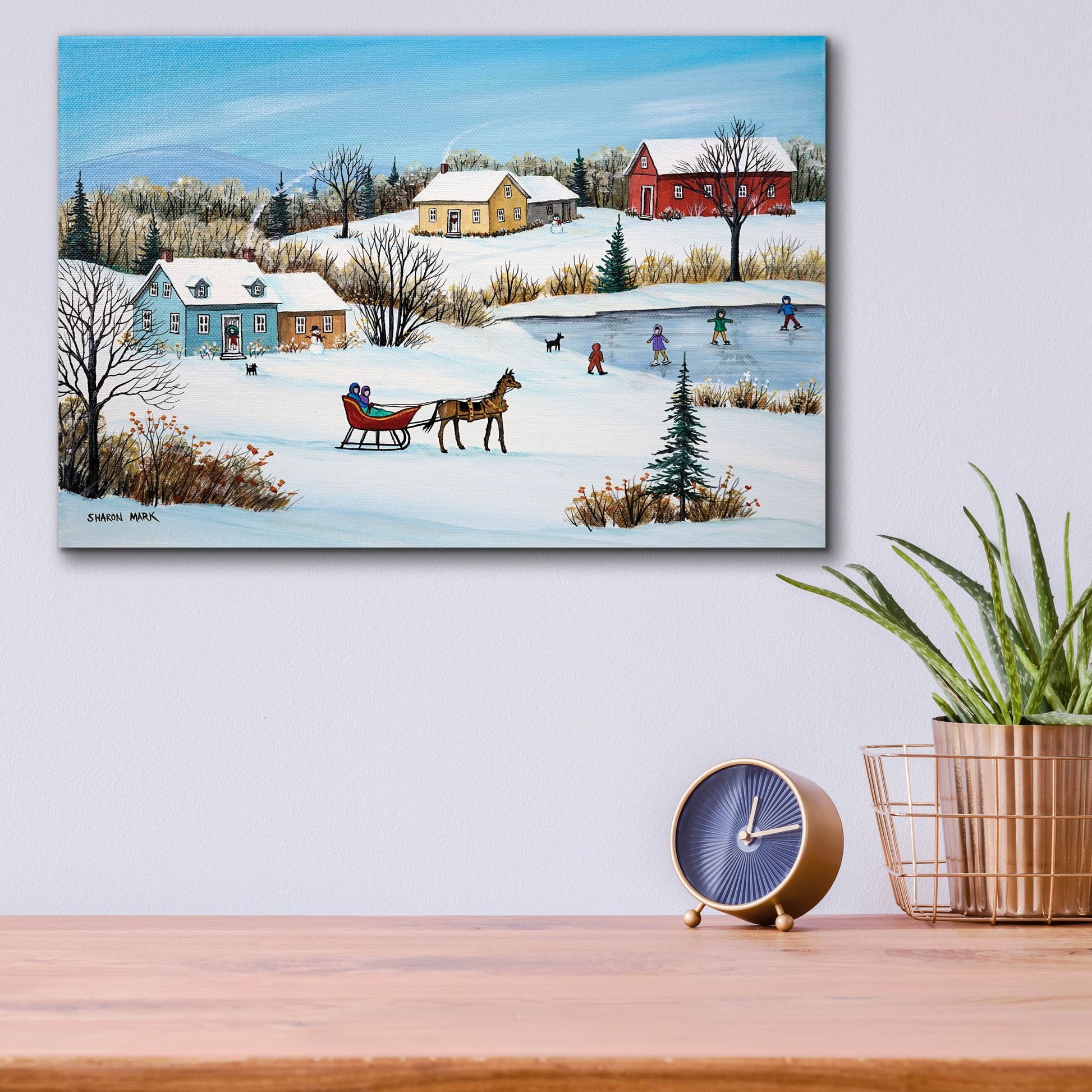 Epic Art 'Time for a Sleigh Ride' by Sharon Mark, Acrylic Glass Wall Art,16x12