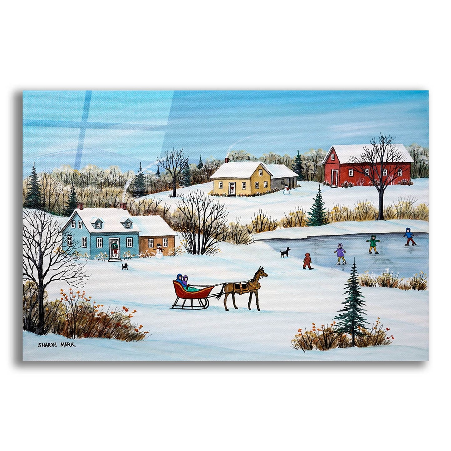 Epic Art 'Time for a Sleigh Ride' by Sharon Mark, Acrylic Glass Wall Art,24x16
