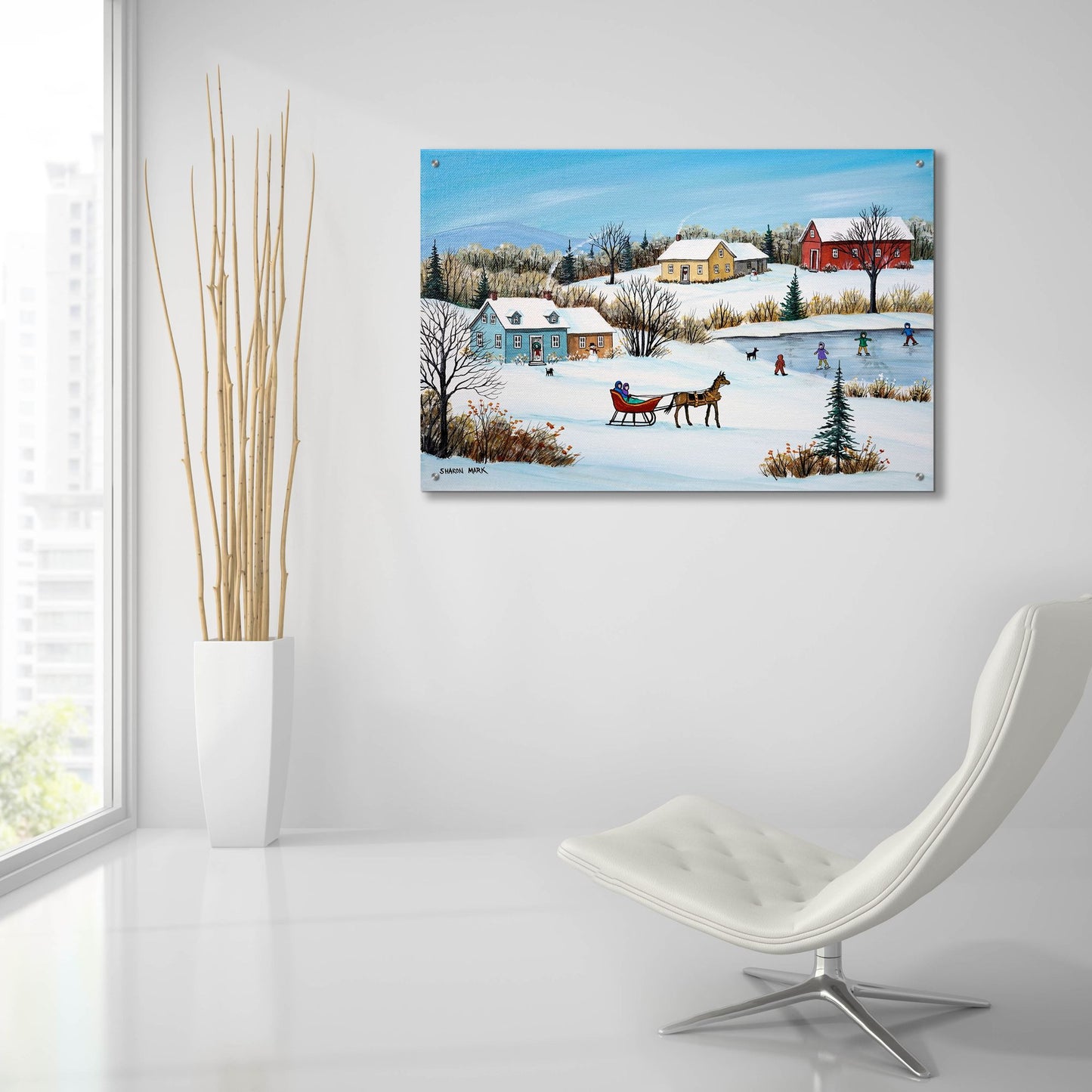 Epic Art 'Time for a Sleigh Ride' by Sharon Mark, Acrylic Glass Wall Art,36x24