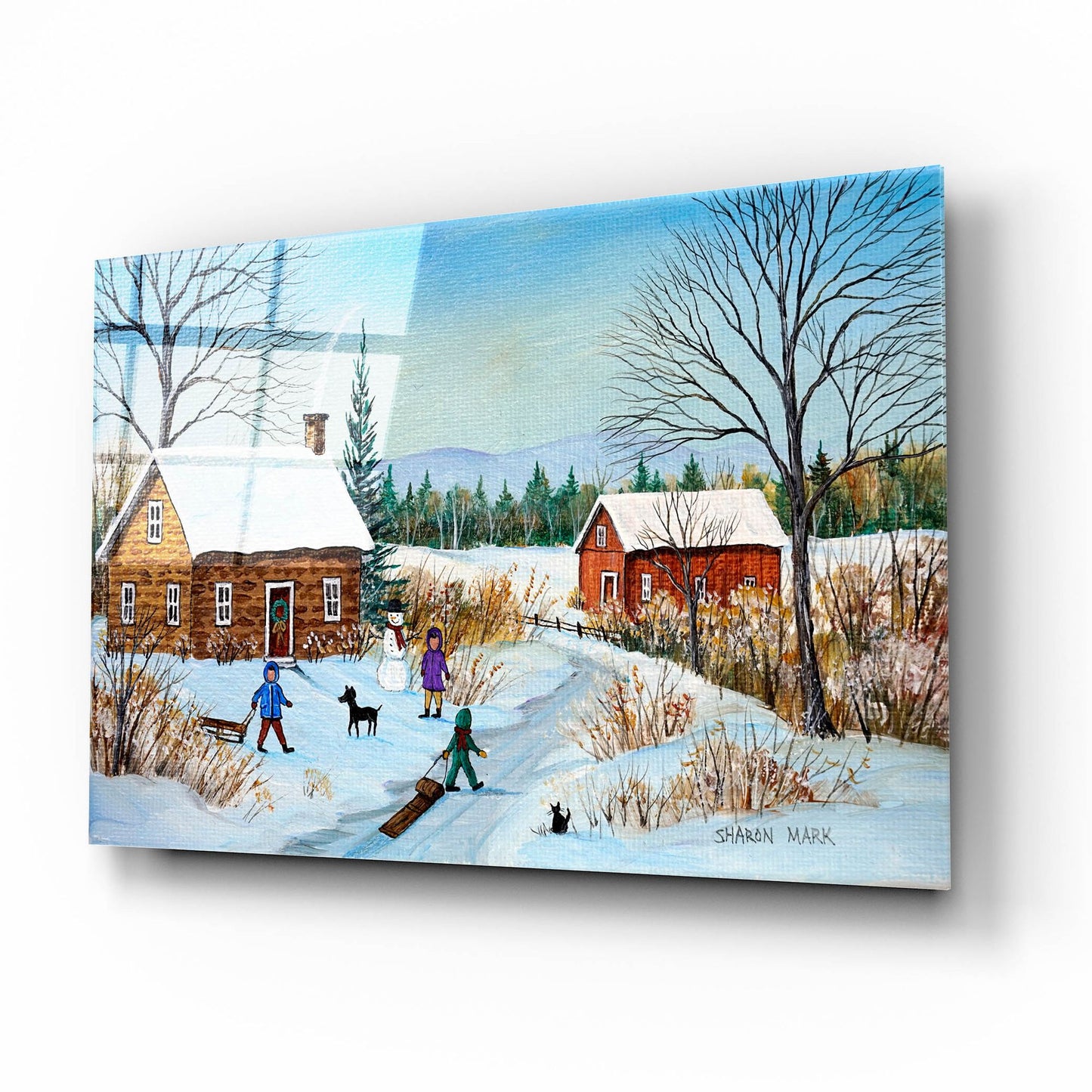 Epic Art 'Winter Path' by Sharon Mark, Acrylic Glass Wall Art,16x12