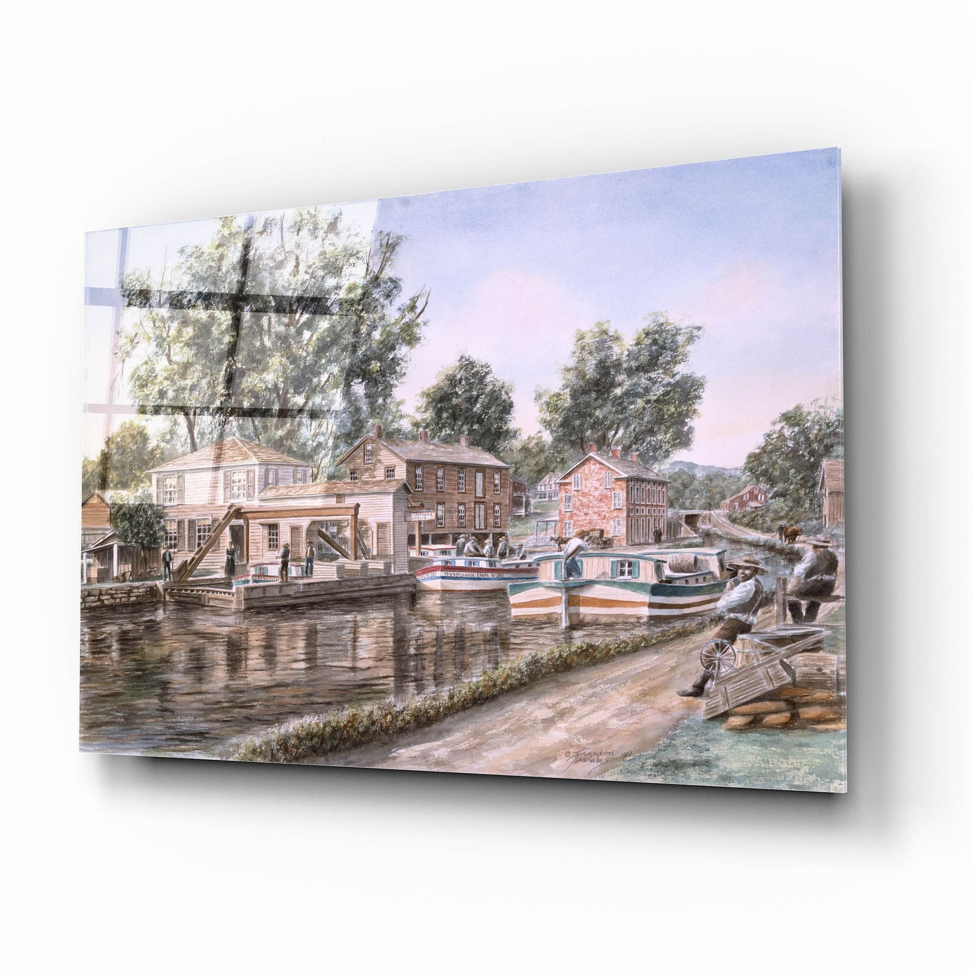 Epic Art 'Weigh Locks On Penn Canal' by Stanton Manolakas, Acrylic Glass Wall Art,16x12