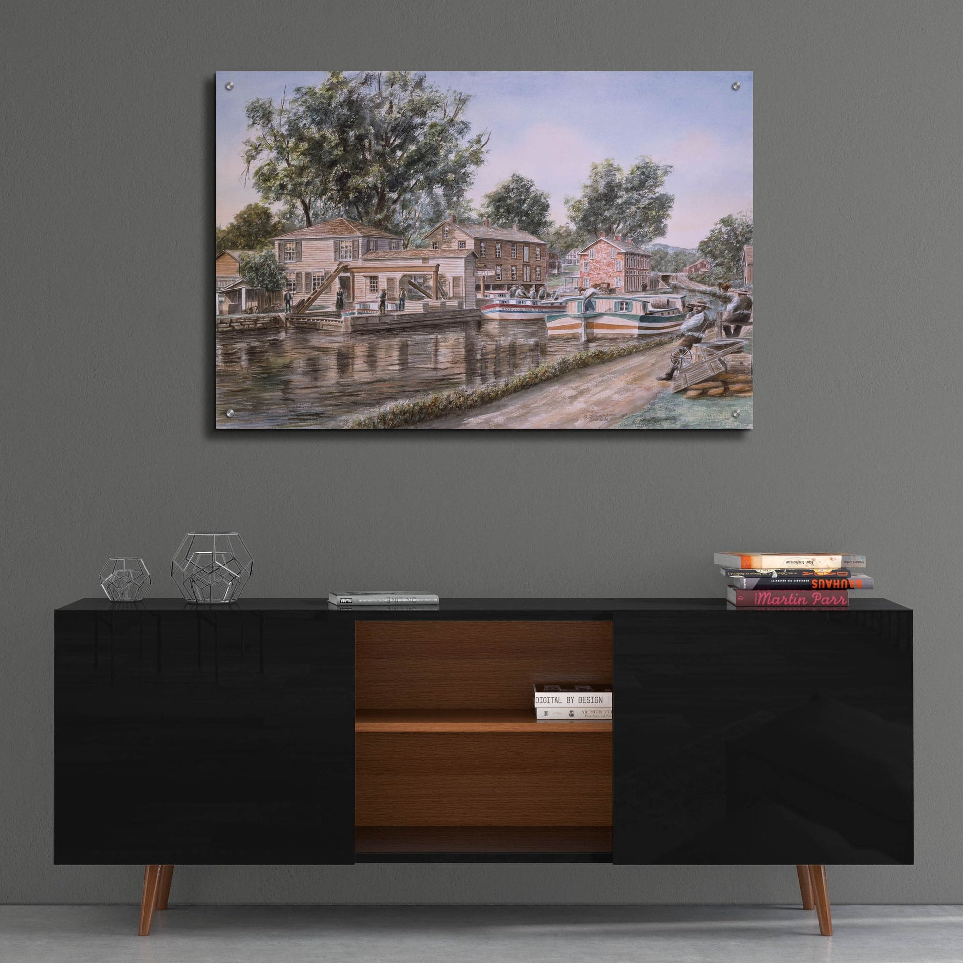 Epic Art 'Weigh Locks On Penn Canal' by Stanton Manolakas, Acrylic Glass Wall Art,36x24