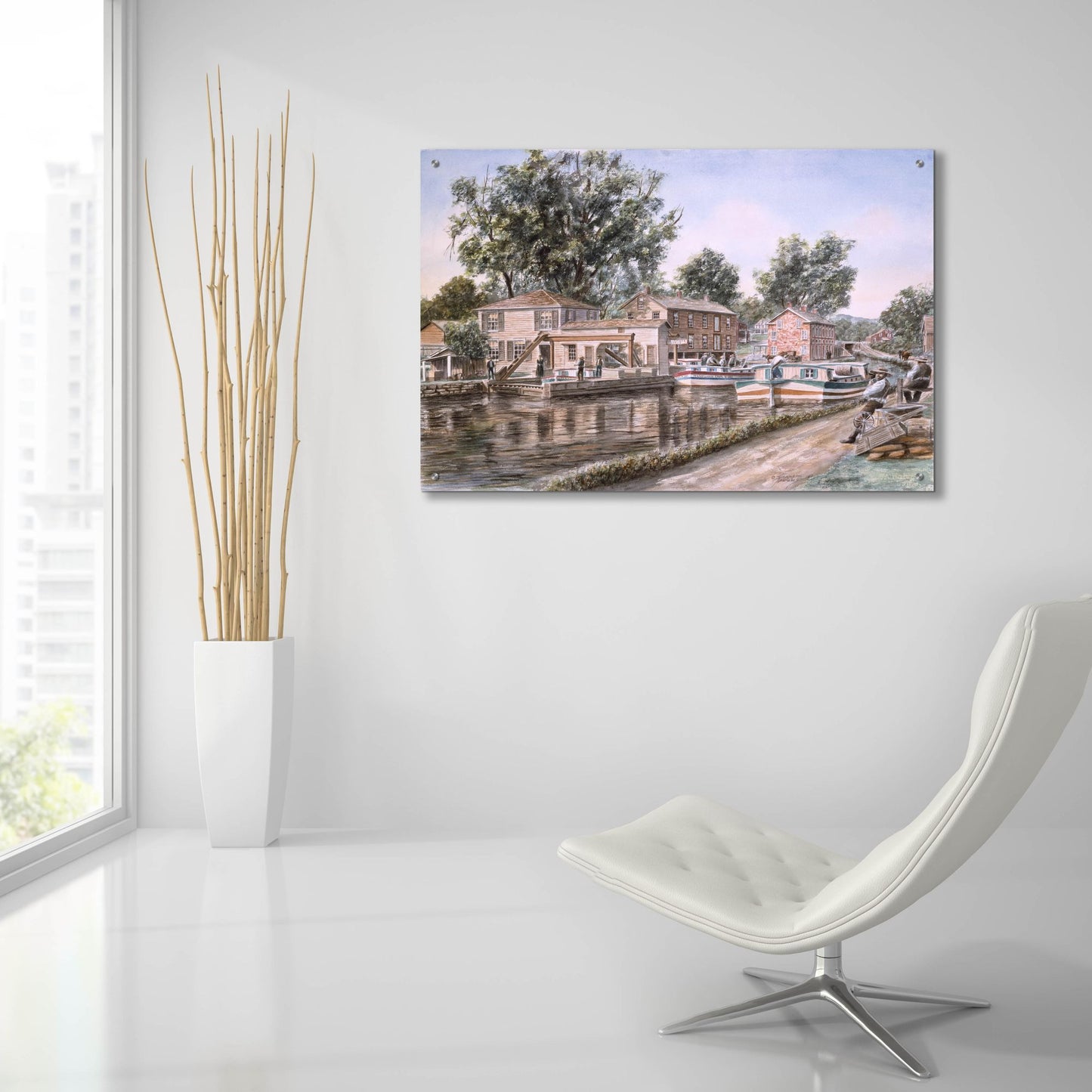 Epic Art 'Weigh Locks On Penn Canal' by Stanton Manolakas, Acrylic Glass Wall Art,36x24