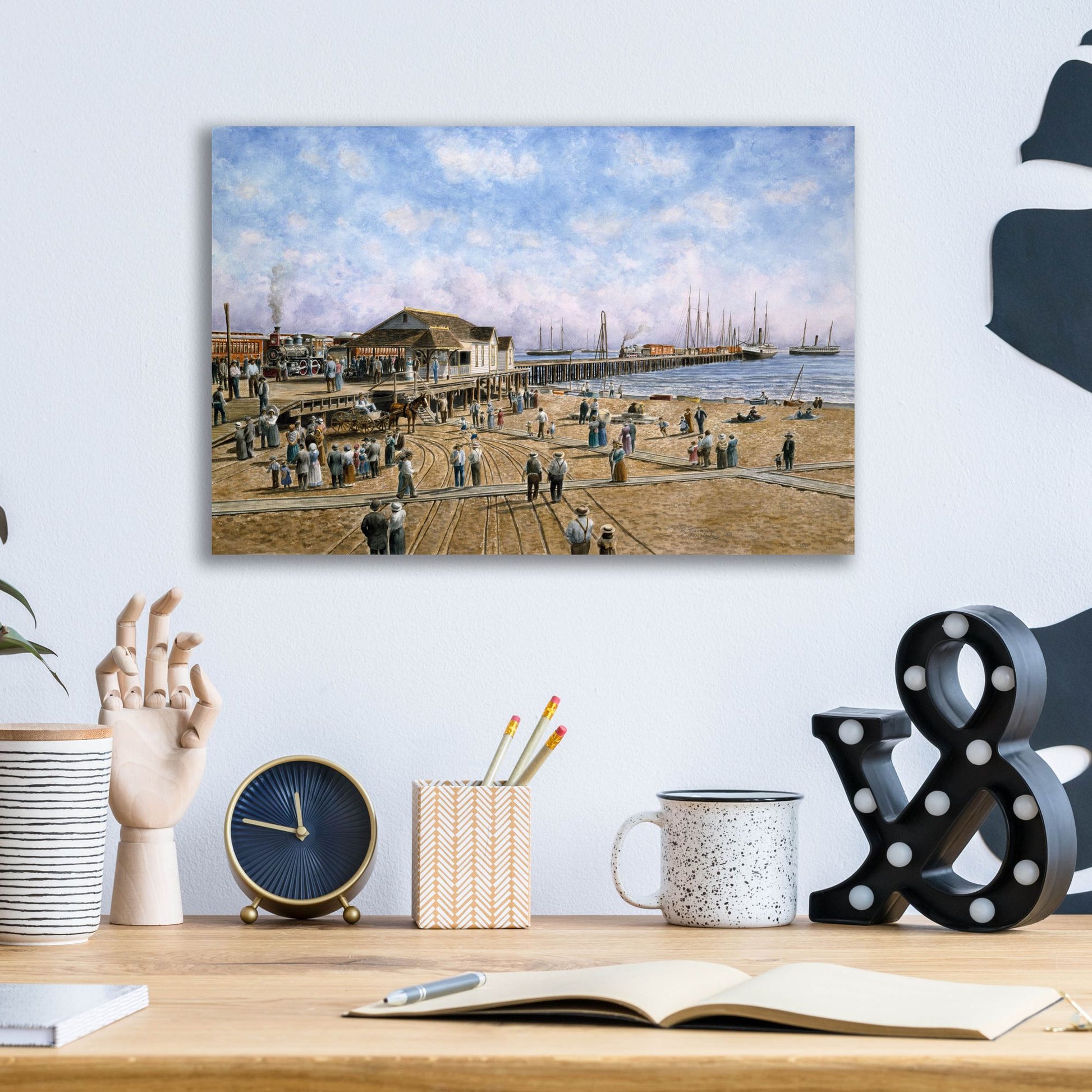 Epic Art 'Mcfadden Wharf, Ca., Ca 1900' by Stanton Manolakas, Acrylic Glass Wall Art,16x12