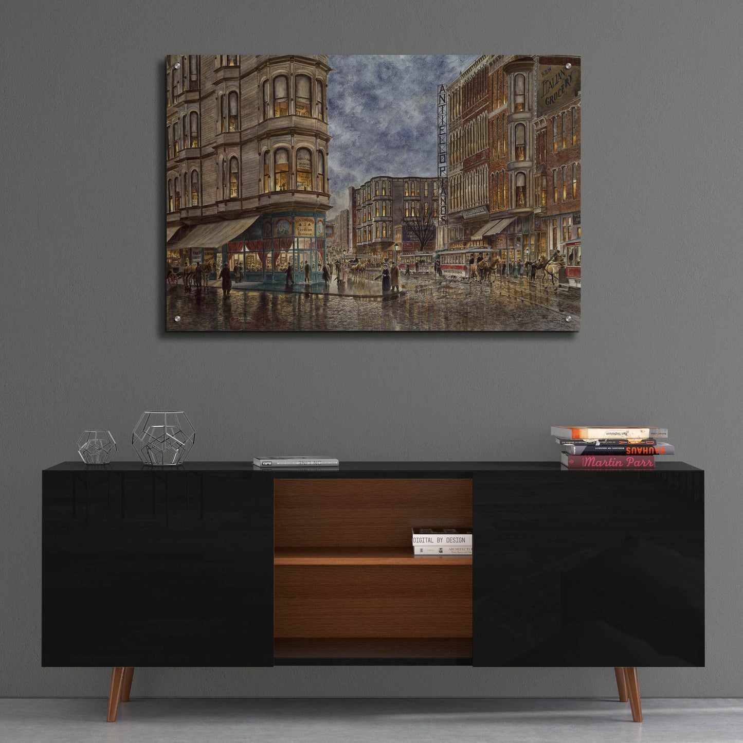 Epic Art 'Dinner Hour, San Francisco, Ellis & Market St.' by Stanton Manolakas, Acrylic Glass Wall Art,36x24