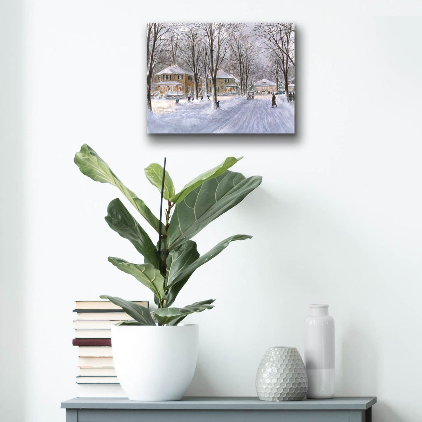 Epic Art 'The Snowball Fight' by Stanton Manolakas, Acrylic Glass Wall Art,16x12