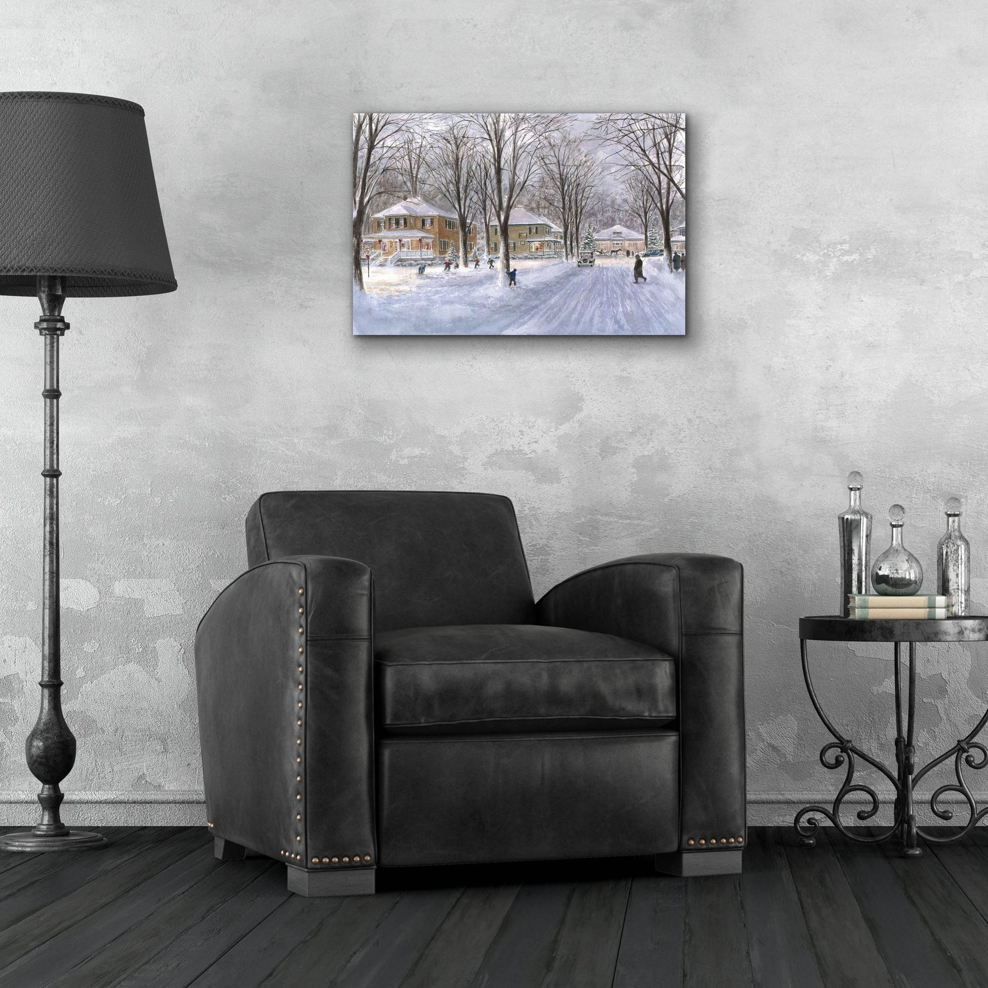 Epic Art 'The Snowball Fight' by Stanton Manolakas, Acrylic Glass Wall Art,24x16