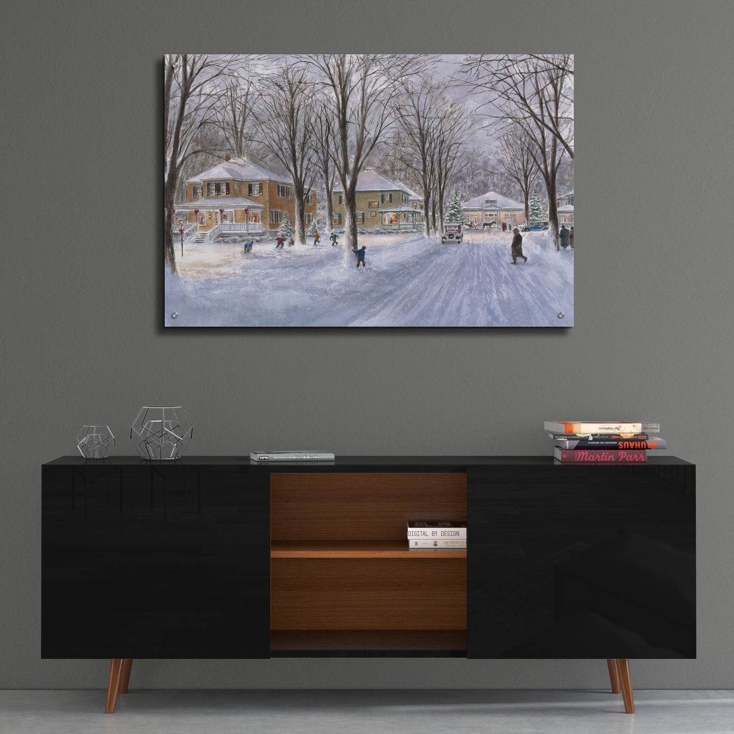 Epic Art 'The Snowball Fight' by Stanton Manolakas, Acrylic Glass Wall Art,36x24