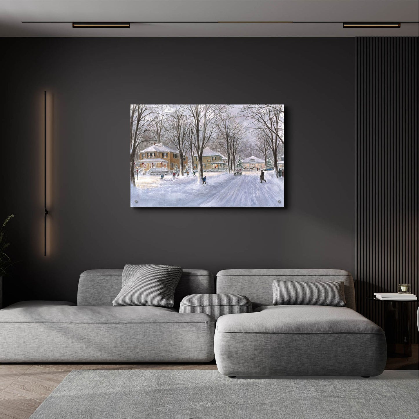 Epic Art 'The Snowball Fight' by Stanton Manolakas, Acrylic Glass Wall Art,36x24